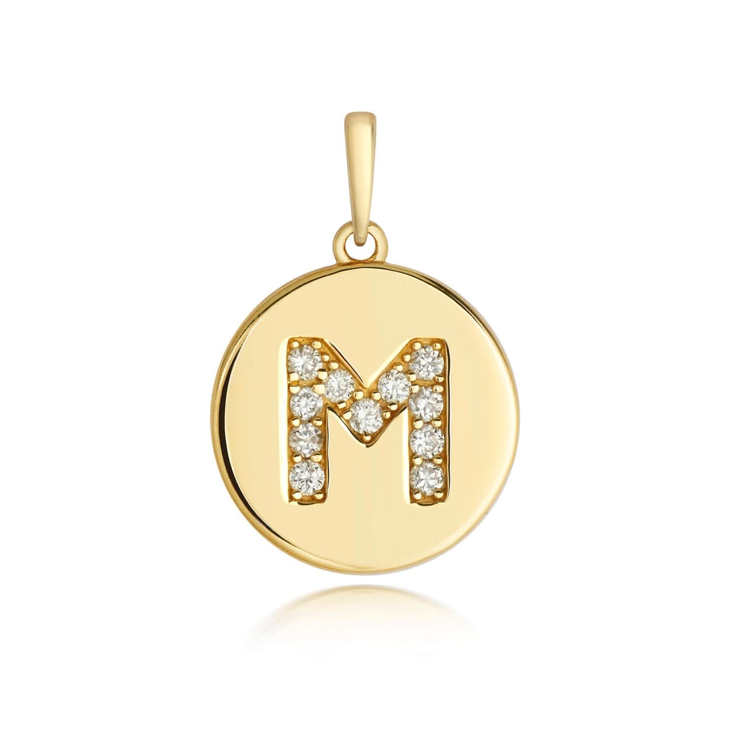 Personalized Diamond Initial Necklace - 14K Solid Gold Disc Pendant from A to Z - Perfect for Birthdays, Anniversaries & Gifts