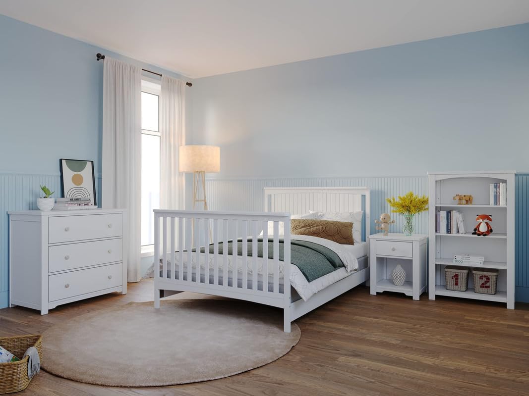 Child Craft Scout 4-in-1 Convertible Crib - Converts to Day Bed, Toddler Bed & Full Size Bed | 3 Adjustable Mattress Heights | Non-Toxic Baby Safe Matte White Finish | Perfect for Nursery, Bedroom & Growing Toddlers