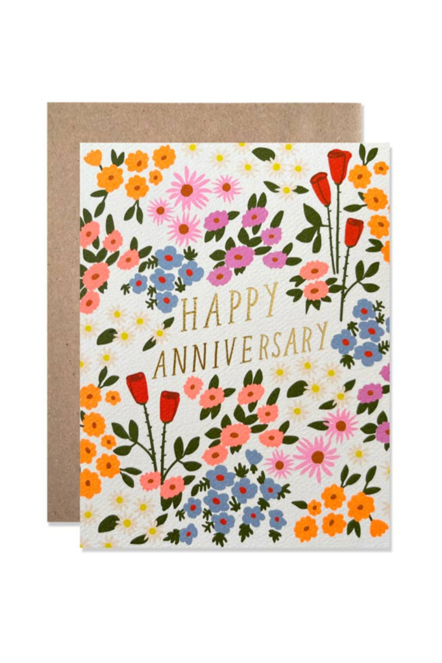 Beautiful Summer Garden Anniversary Card - Floral Greeting Card for Couples, Wife, Husband - Perfect for Weddings, Anniversaries & Romantic Occasions