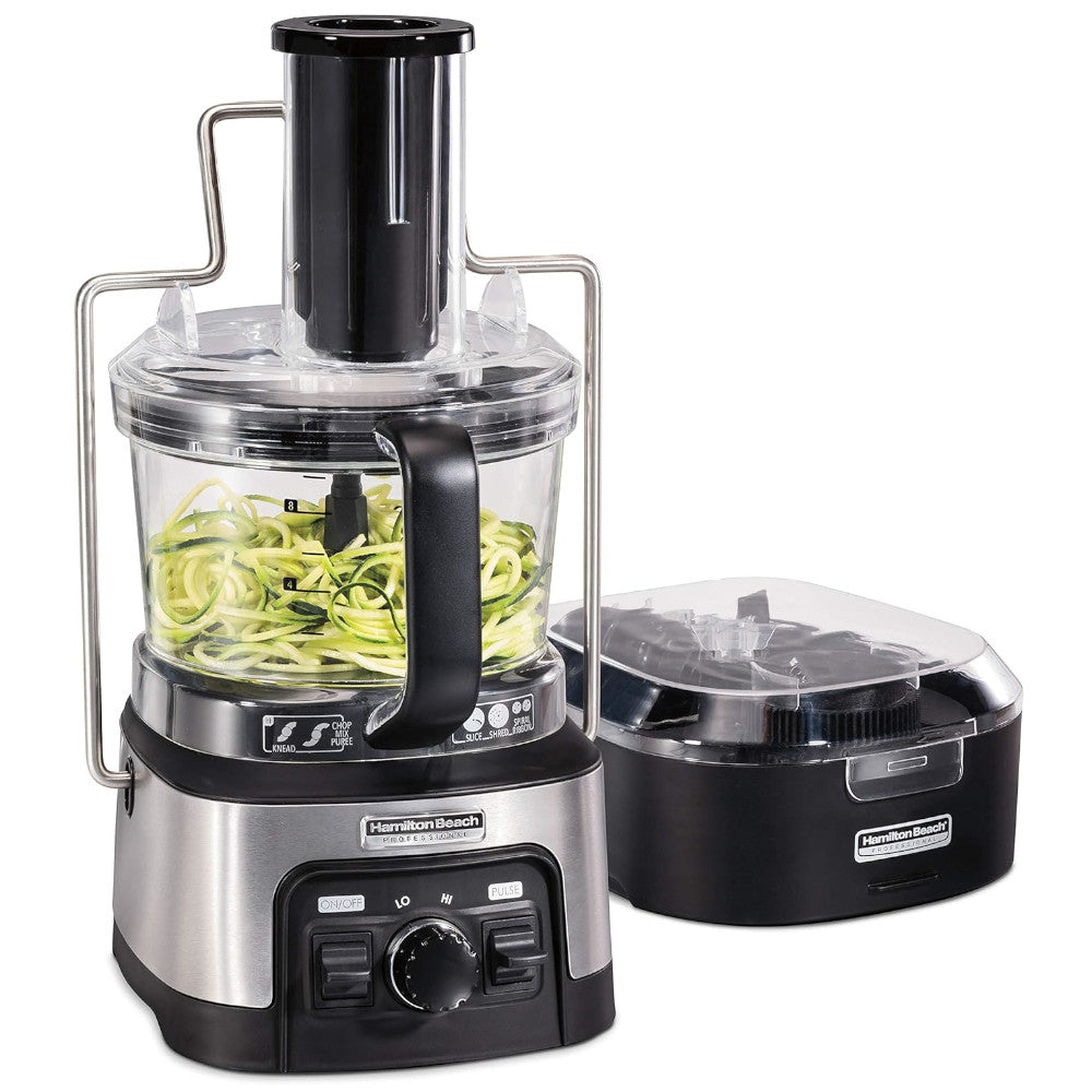 Refurbished Hamilton Beach Professional 70815 Stack & Snap Food Processor with Home Essentials Warranty - Perfect for Meal Prep, Baking & Kitchen Efficiency
