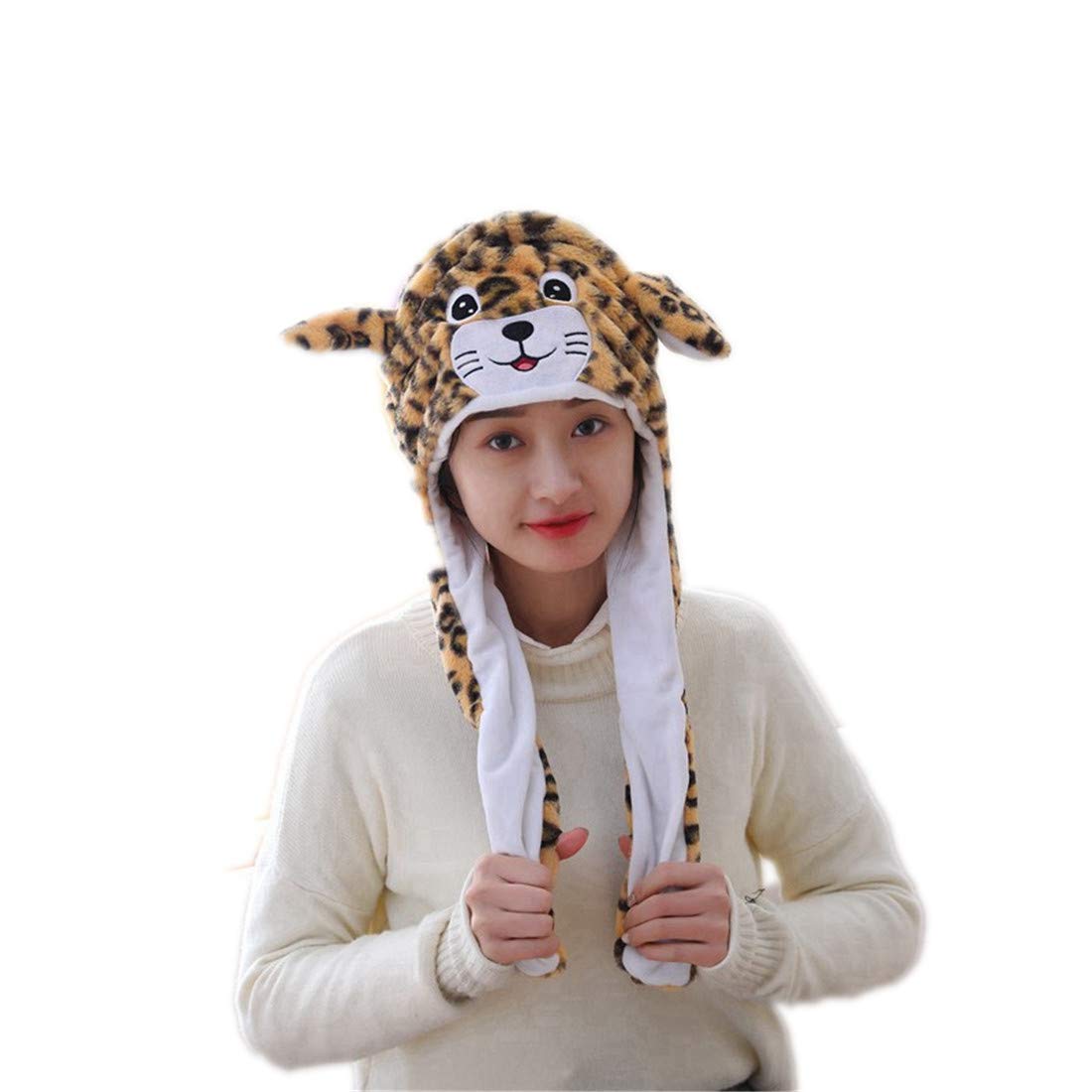 Funny Ear Moving Jumping Hat - Plush Animal Winter Beanie for Women | Cute & Warm Headwear for Outdoor Activities, Parties & Cosplay