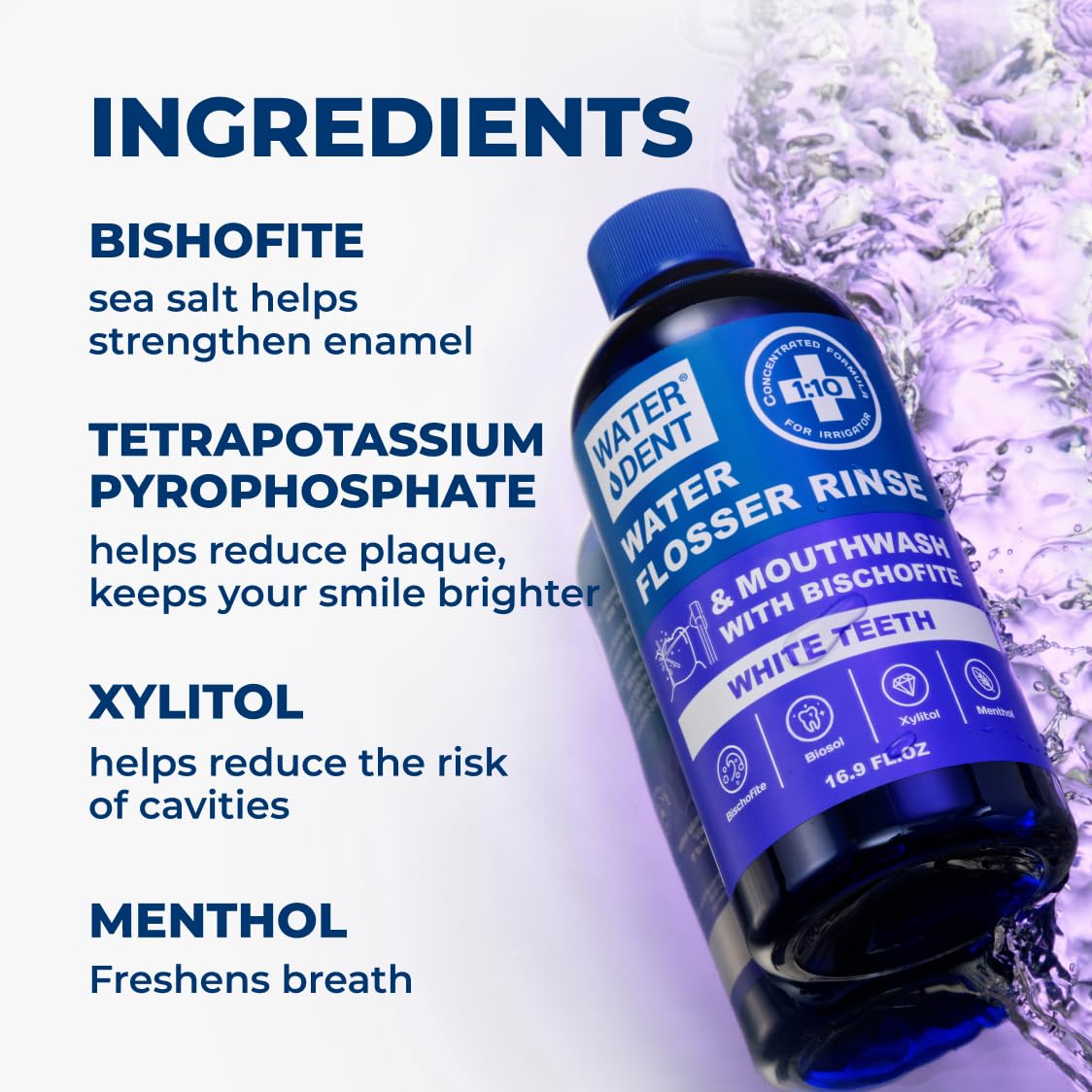 Concentrated Oral Irrigant Solution for Water Flossers - 373 fl.oz Pack of 2 | Alcohol-Free & Peroxide-Free Teeth Whitening Rinse | Refreshing Fruit Flavor Mouthwash Alternative | Made in USA | Perfect for Daily Dental Care & Gum Health Maintenance