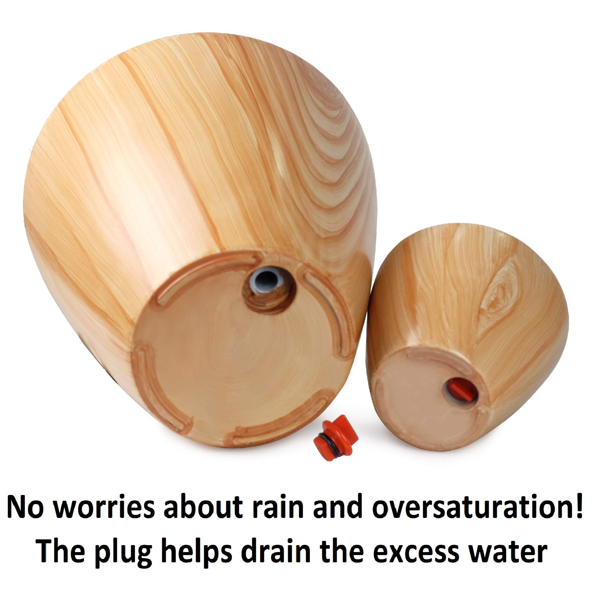 2-Pack Smart Self-Watering Plant Pots - Round Faux Pine Design for Indoor & Outdoor Plants | Perfect for Home, Office, Balcony & Garden Decor