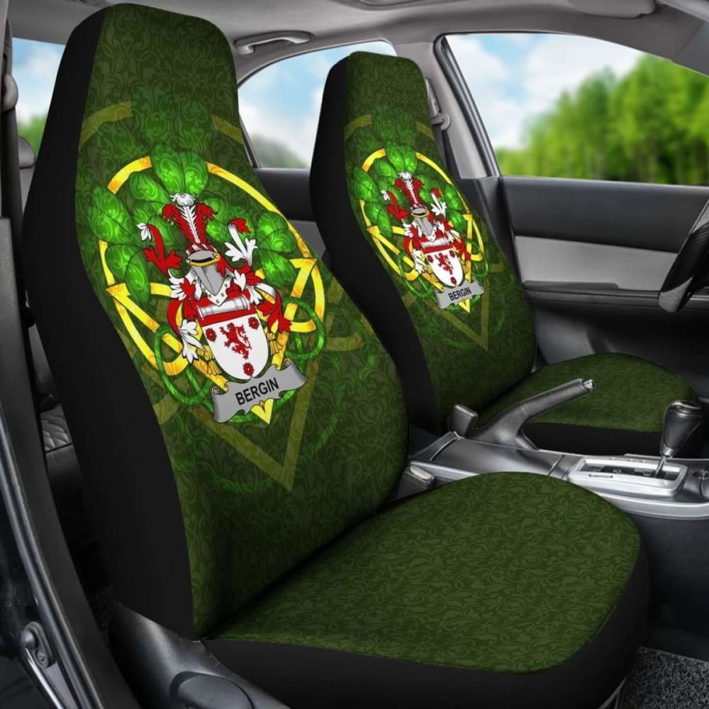 Bergin or O'Bergin Ireland Car Seat Covers - Celtic Shamrock Design (Set of 2) - Premium Protection for Vehicles - Perfect for St. Patrick's Day & Irish-Themed Decor