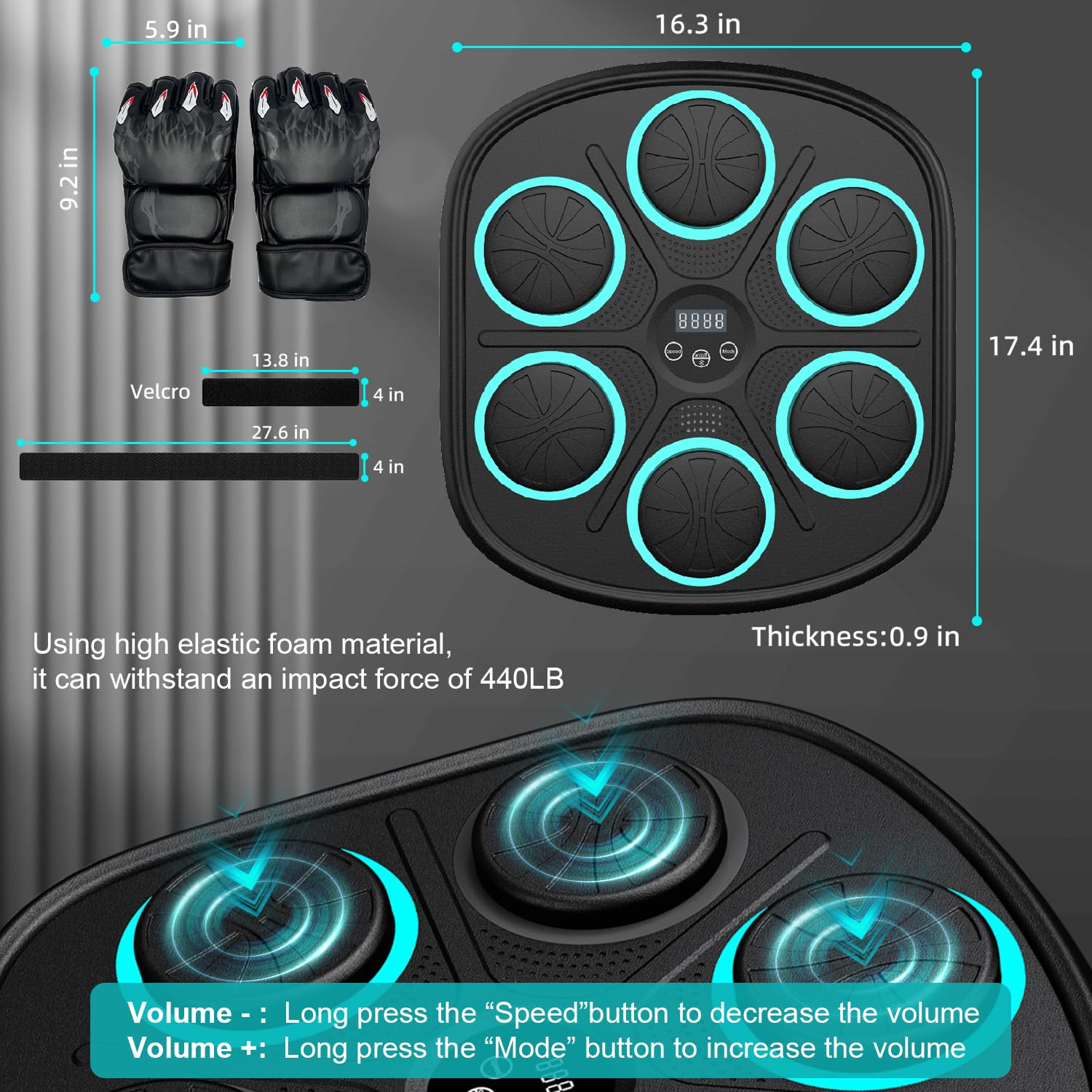 2024 New Smart Bluetooth Boxing Machine with LED Display - Electronic Wall Mounted Home Workout Trainer for Adults & Kids | Includes Premium Boxing Gloves | Perfect for Home Gym, Fitness Training & Stress Relief