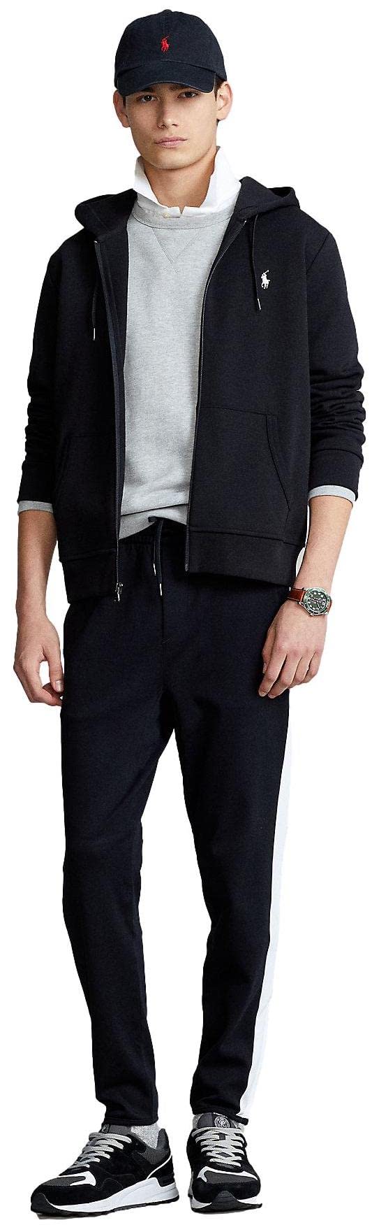 POLO RALPH LAUREN Men's Double-Knit Full-Zip Hoodie Jacket - Lightweight Casual Pullover for Everyday Wear, Gym & Outdoor Activities