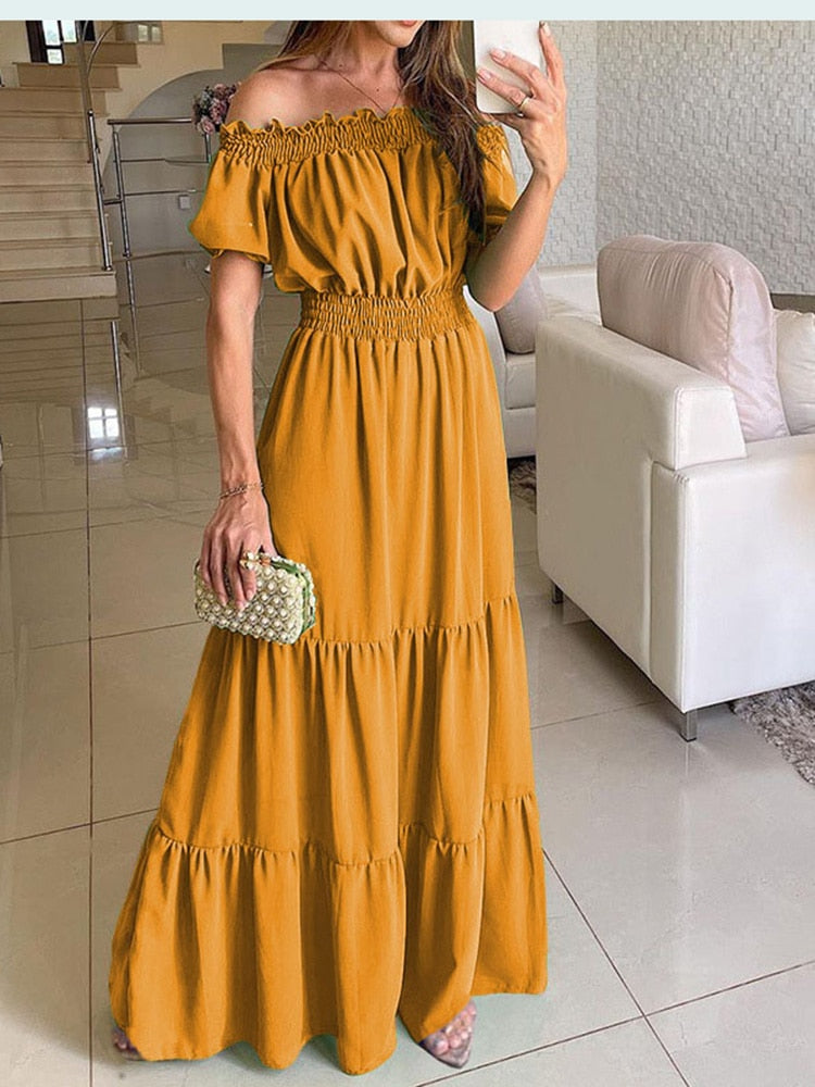 Boho Summer Dress for Women - Flowy Solid Color Maxi Dress | Beach, Vacation & Casual Outfit