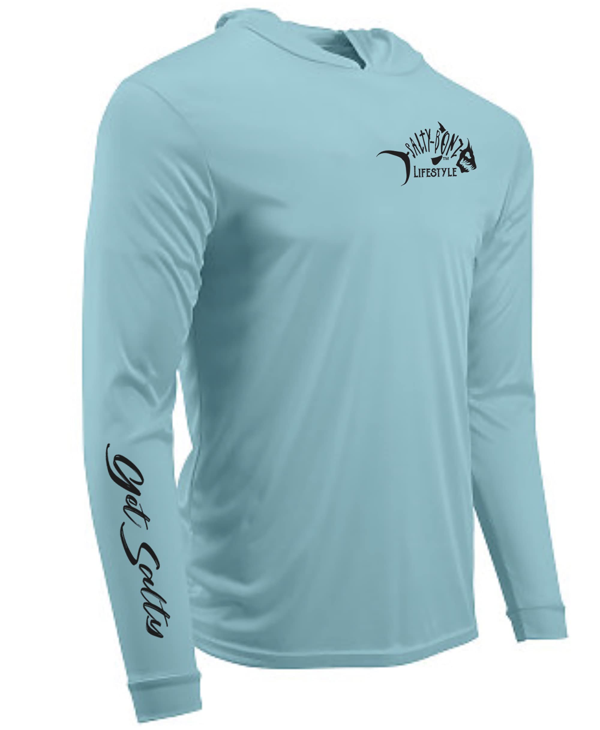 Salty Long Sleeve Moisture Wicking Performance Hoodie - 50+ UPF Sun Protection for Hiking, Running & Outdoor Activities