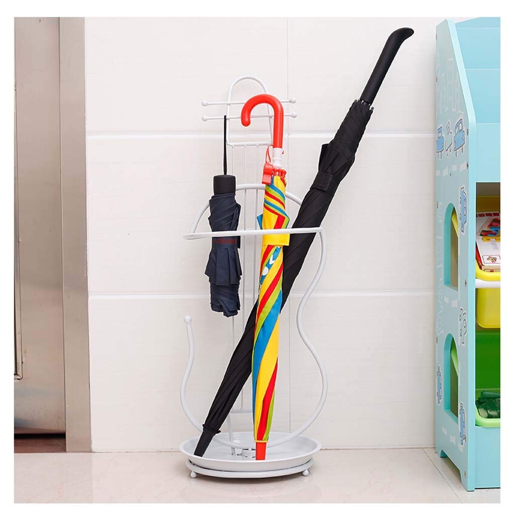 Elegant White Metal Umbrella Stand - Free Standing Violin-Shaped Holder for Umbrellas, Canes & Walking Sticks | Perfect for Entryway, Porch & Home Organization