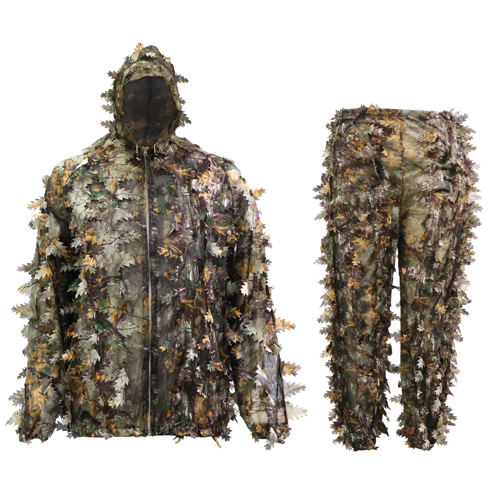 DoCred 3D Leafy Camo Ghillie Suit for Hunting - Men's Full Body Camouflage Outfit for Deer Hunting, Airsoft, Sniper Training & Outdoor Survival Scenarios