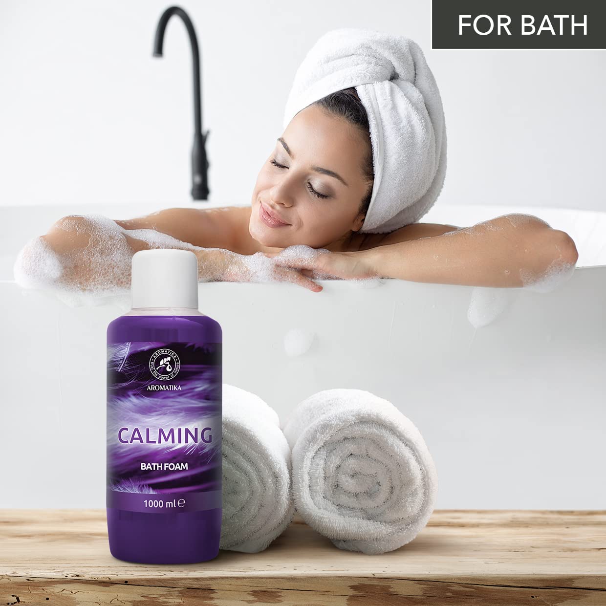 AROMATIKA Calming Bubble Bath with Chamomile, Lavender & Vanilla - 1000ml Relaxing Aromatherapy Bath Soak for Stress Relief & Muscle Therapy - Perfect for Spa Nights, Self-Care Routines & Gift Sets