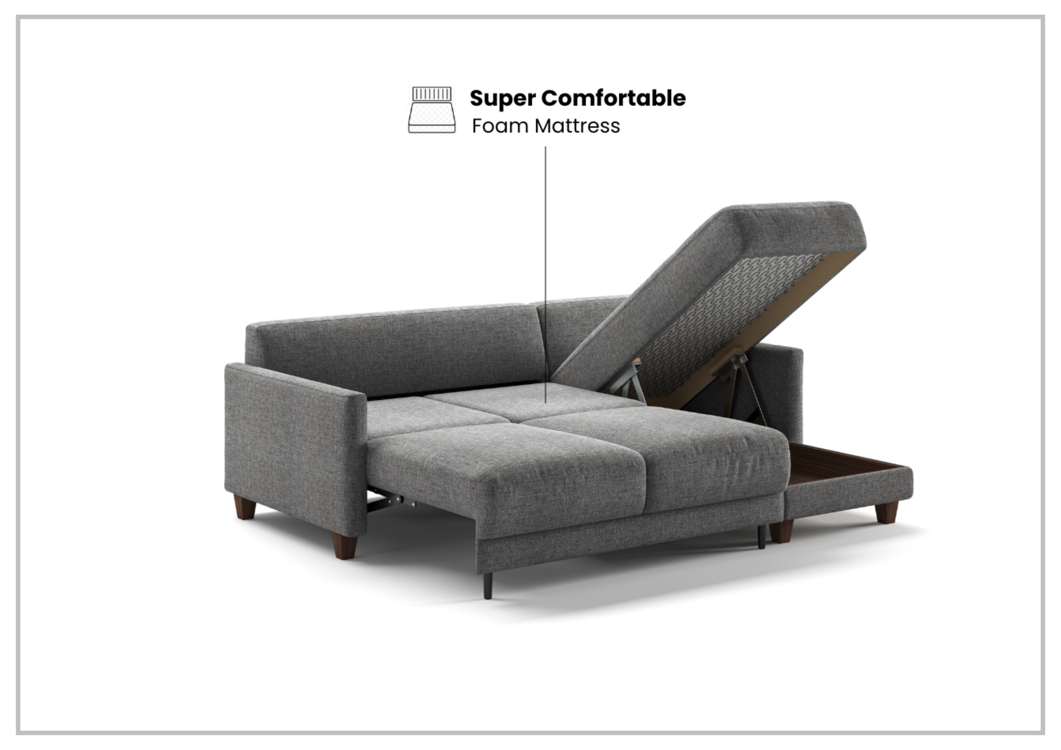 Luonto Martta Fabric Full XL Sectional Sleeper Sofa with Reversible Chaise - Modern Convertible Couch Bed for Living Room, Guest Room & Small Spaces