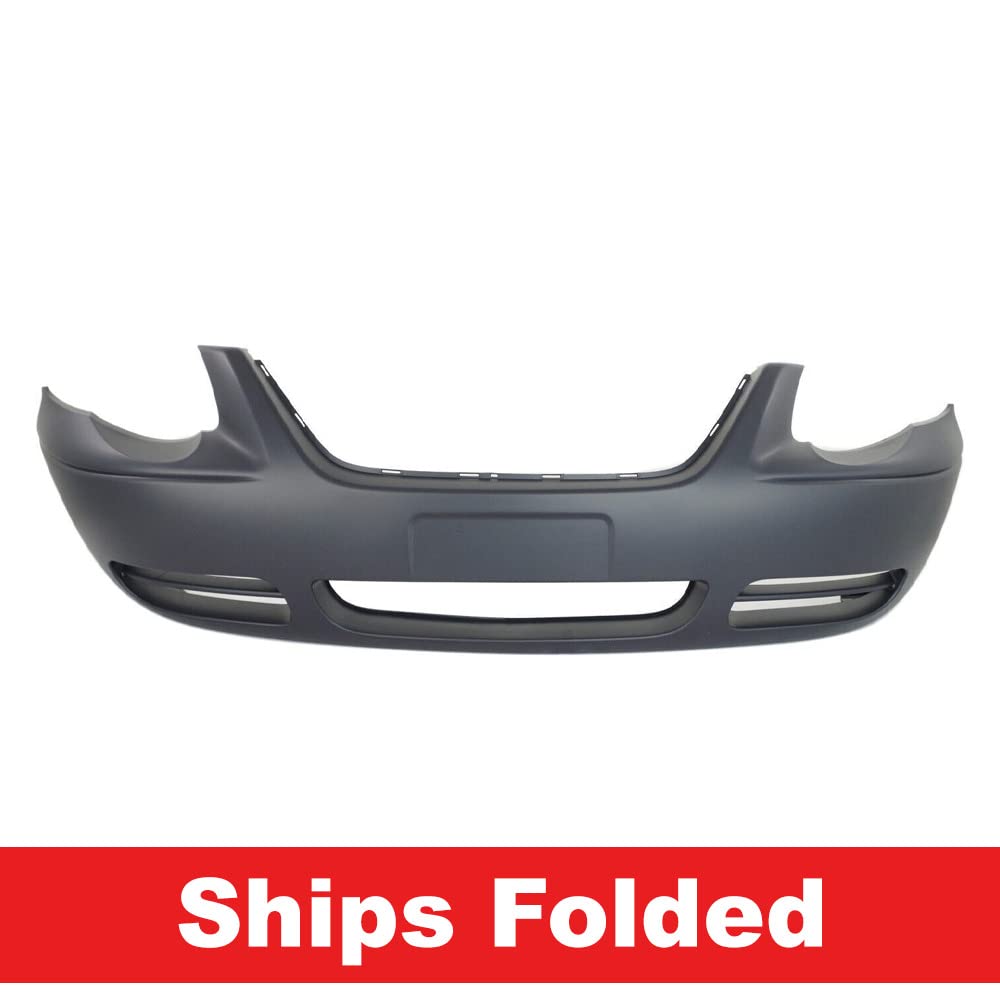Primed Front Bumper Cover for 2005-2007 Dodge Town & Country - No Fog Lights - Part # CH1000434 / 5139120AA - Perfect for Replacement & Collision Repair