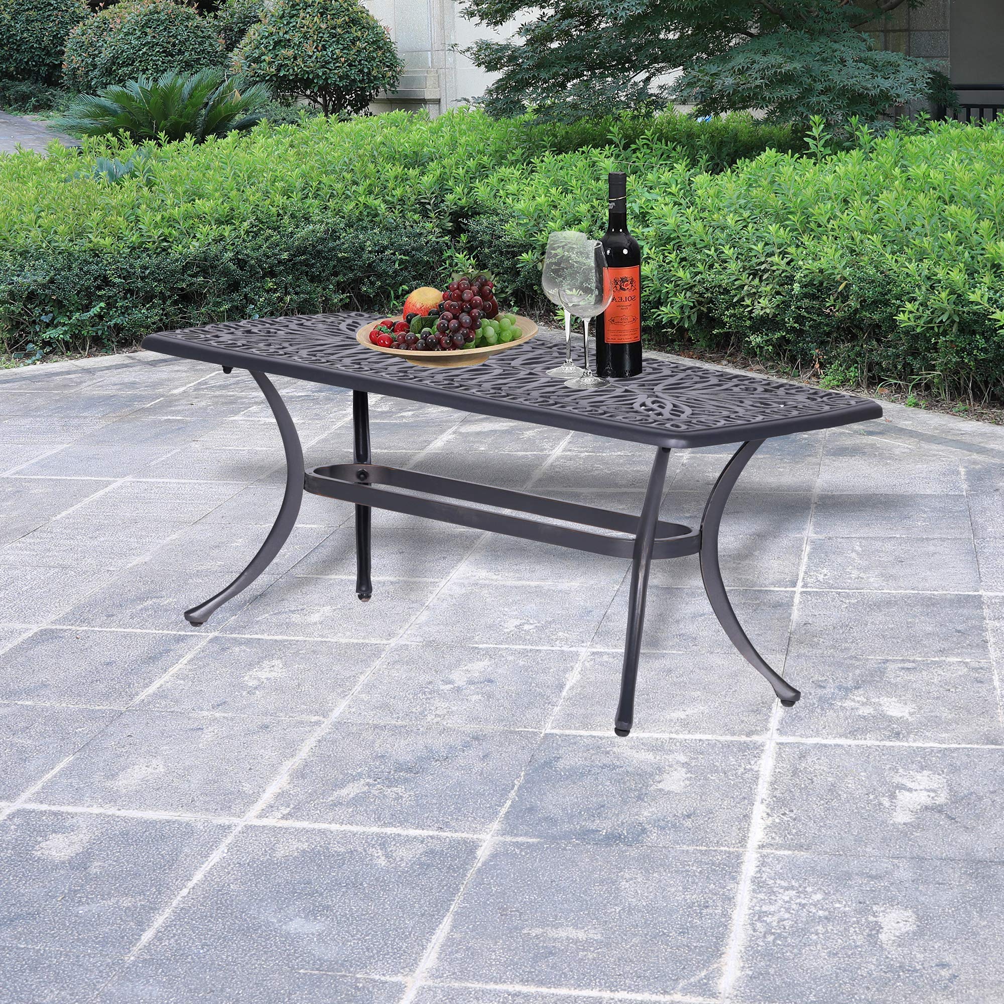 Modern Athens Indoor/Outdoor Cast Aluminum Coffee Table - Weather-Resistant Durable Rectangular Patio Table for Garden, Poolside & Lawn - Perfect for Outdoor Entertaining, Relaxation & Dessert Nights
