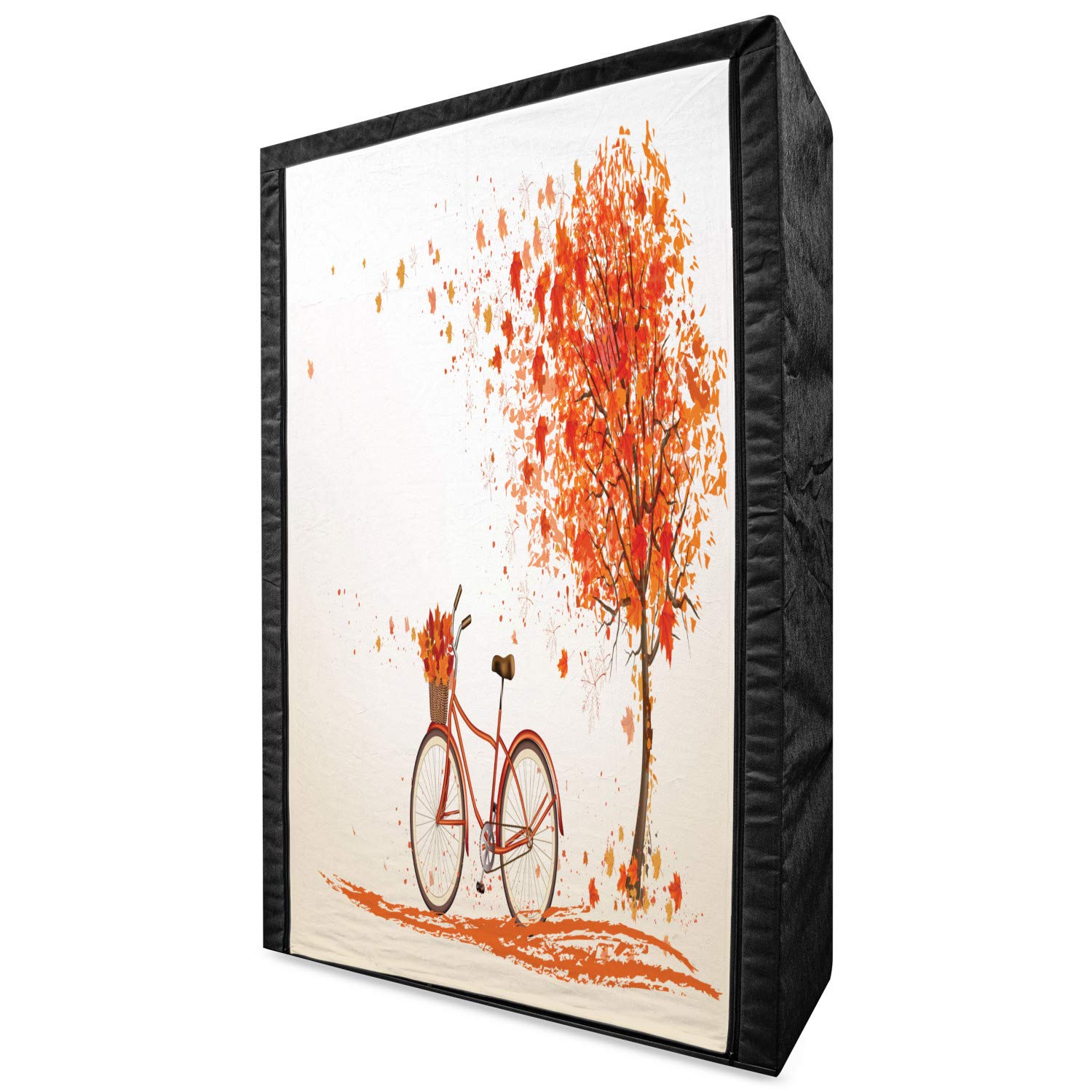 Ambesonne Portable Fabric Wardrobe for Bicycle Lovers - Autumn Tree & Vintage Bike Design - 42.5