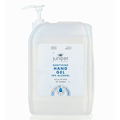 Juniper CLEAN 70% Alcohol Hand Sanitizer Gel - 1 Gallon with Pump Dispenser | Kills 99.9% Germs | Ideal for Home, Office, Schools & Public Spaces