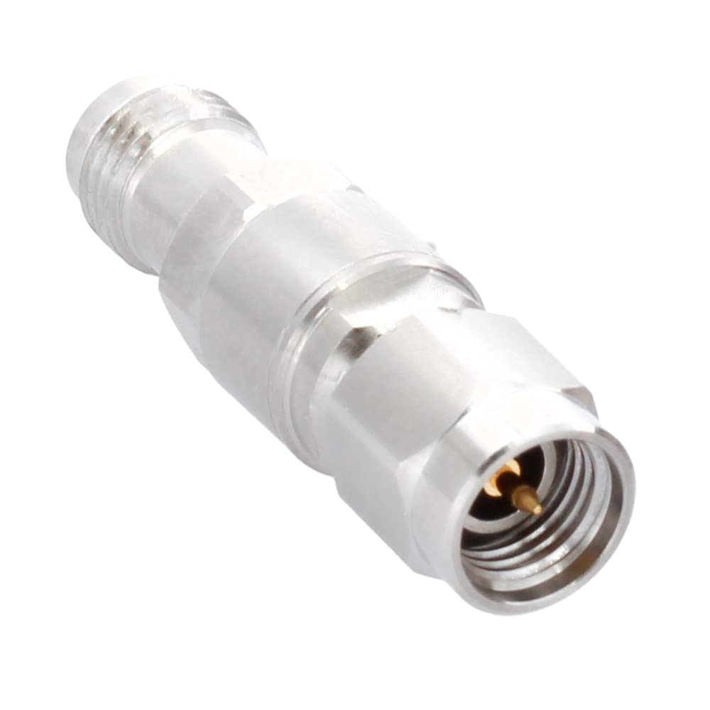 2.4mm Female to 3.5mm Male Microwave Adapter | DC to 34GHz 50 Ohm RF Connector | Stainless Steel Body | for Lab Equipment, Test Instruments & RF Applications