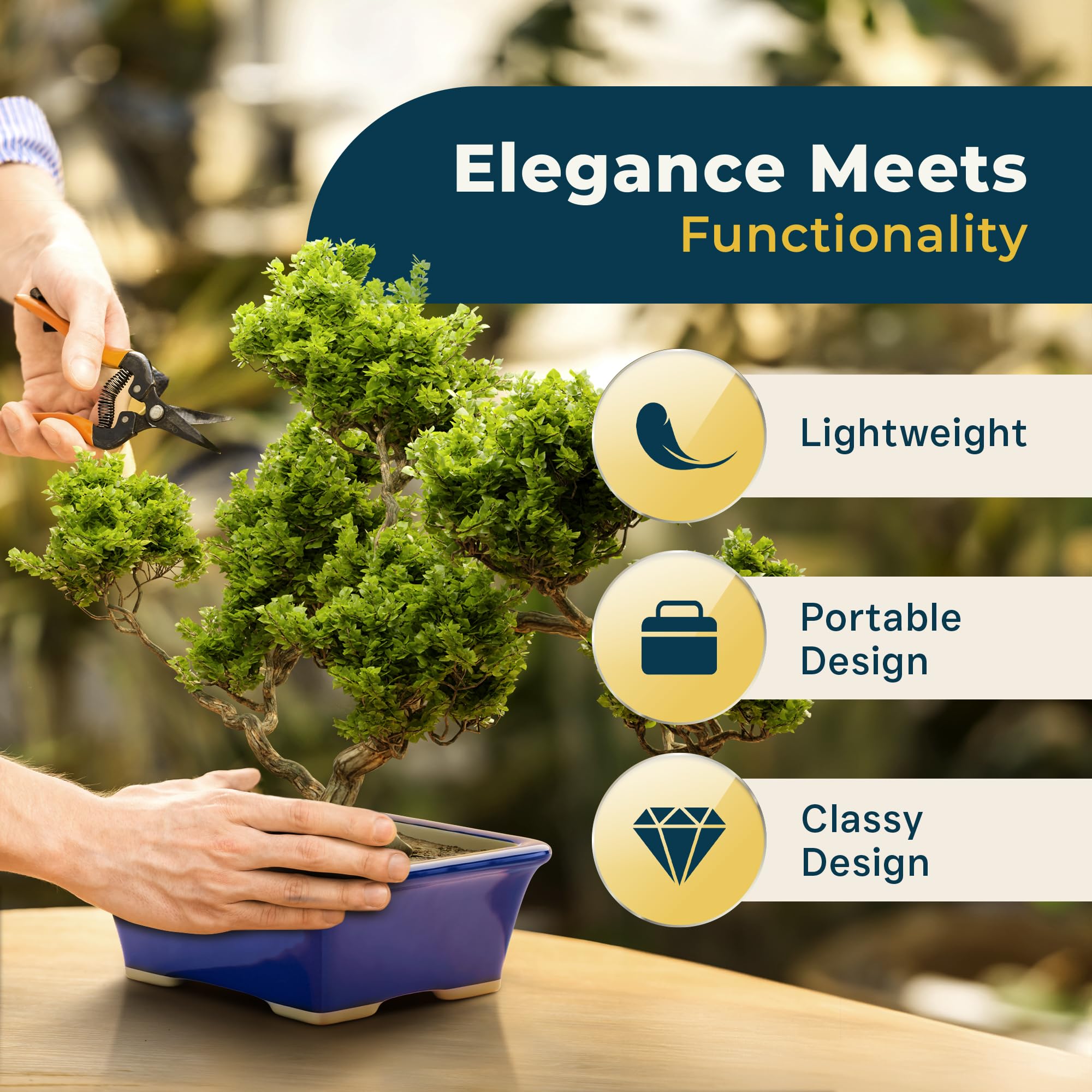 Blue Glazed Ceramic Bonsai Pot - Rectangular Succulent Planter for Small Plants - Indoor & Outdoor Garden Decor for Tables, Desks, and Home Office Spaces - Perfect for Zen Gardens, Terrariums, and Modern Plant Displays