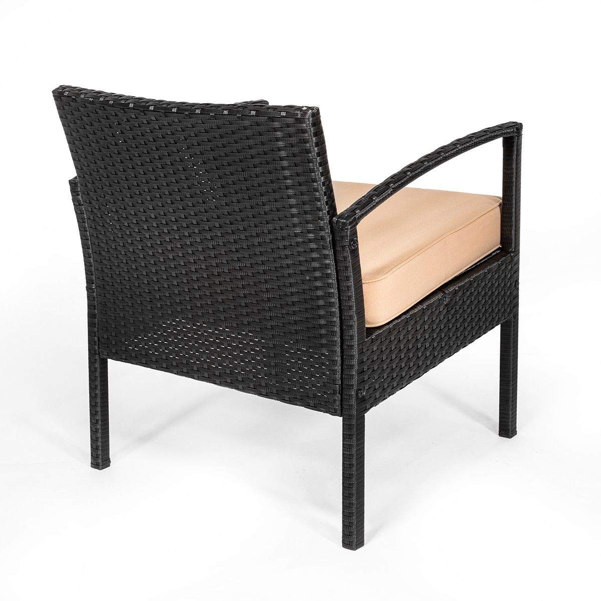 3-Piece Black Wicker Rattan Bistro Set with Glass Table - Modern Outdoor Patio Furniture for Conversation & Dining - Perfect for Garden, Balcony, and Backyard Relaxation