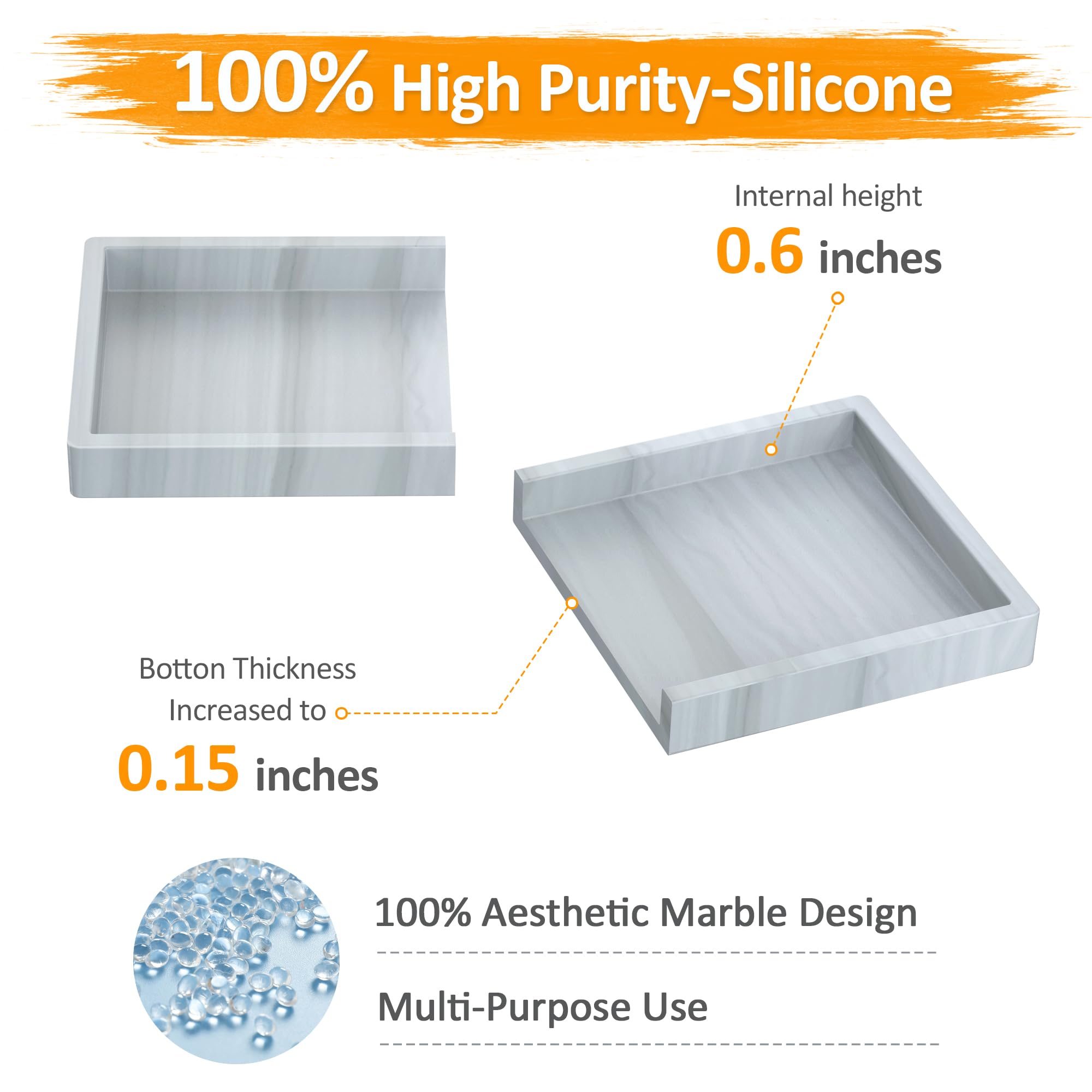 EGWON Shatterproof Silicone Vanity Tray for Bathroom & Dresser - Thick Soap Dispenser Tray for Perfume, Jewelry & Toiletries | Perfect for Bathroom Countertops, Sink Organizers & Makeup Storage