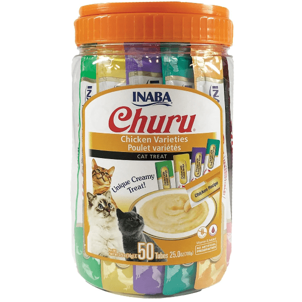 Inaba Churu Chicken Recipe Creamy Purée Cat Treats - Grain-Free, Tasty Variety Pack for Cats & Kittens - Perfect for Training, Bonding, and Daily Rewards
