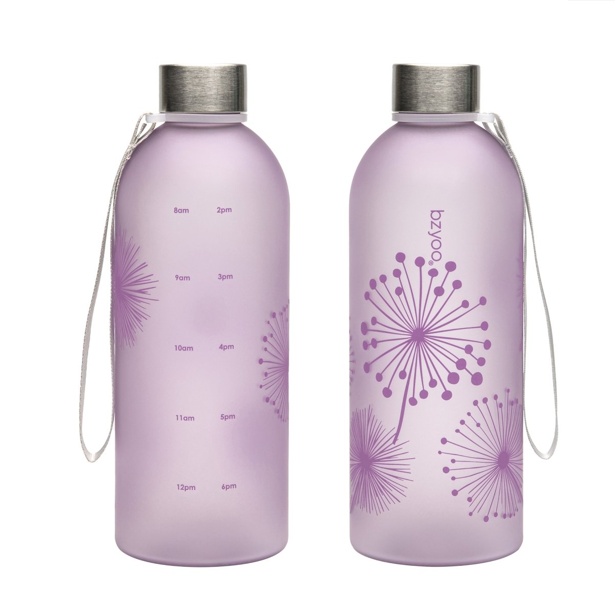 32oz Time Marker Tritan Water Bottle with Carrying Strap - Dandelion Purple - BPA Free Leak Proof Sports Water Bottle for Gym, Hiking & Outdoor Activities