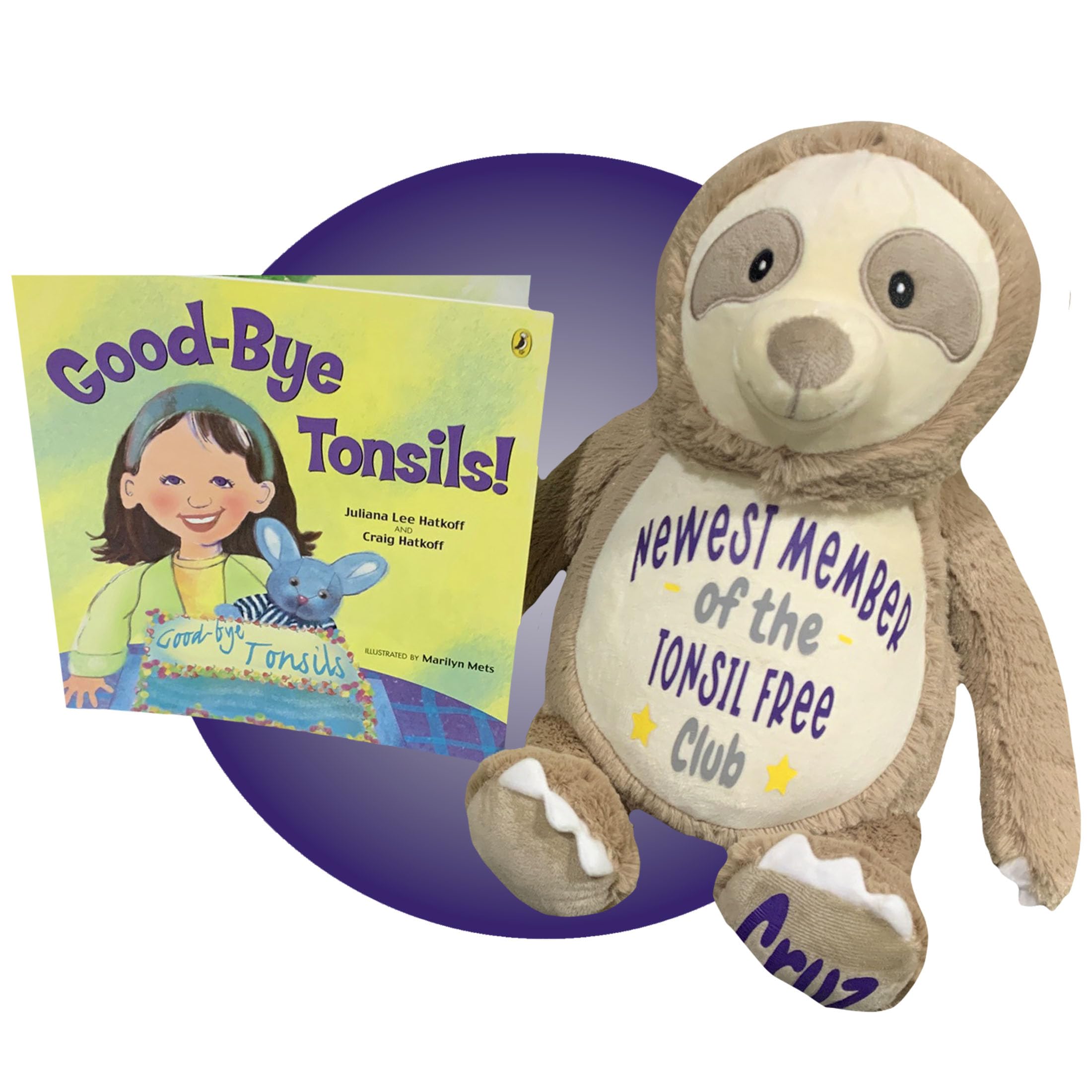 Personalized Tonsillectomy Recovery Gift for Kids - Soothing Face Heating Pad - Get Well Soon Present After Tonsil Surgery - Perfect for Post-Op Comfort & Pain Relief - Ideal Gift for Children's Tonsil Removal Recovery by Kikilishop (Sloth Design)