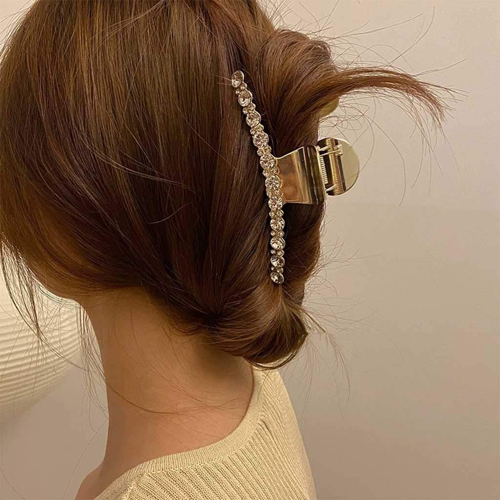 Elegant Korean Crystal Imitation Pearl Hair Claw Clip - Geometric Crab Metal Hairpin Barrettes for Women (1PC, Color A) | Perfect for Weddings, Parties & Everyday Hairstyling