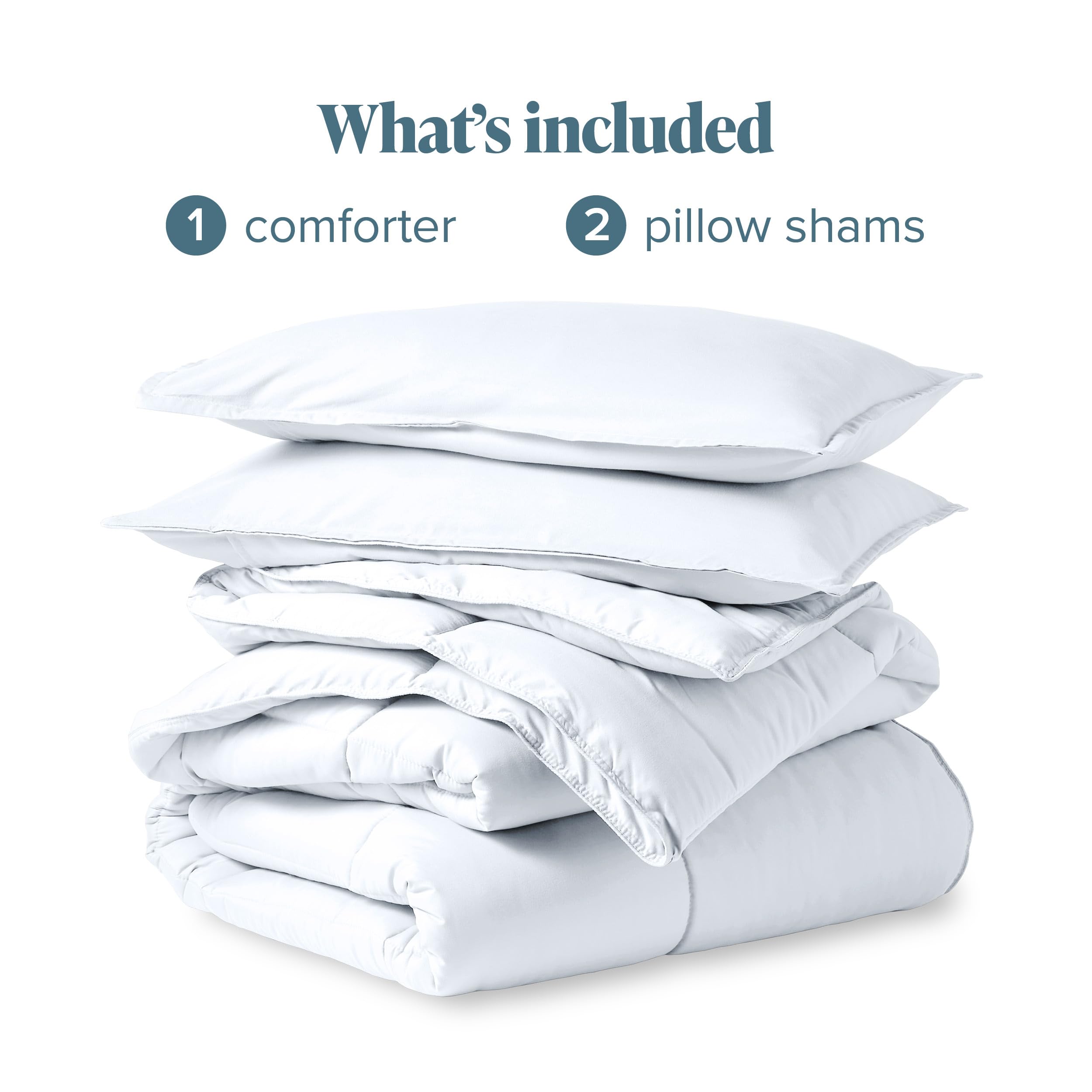 Bare Home Oversized Queen Comforter Set - Ultra-Soft Goose Down Alternative - Premium 1800 Series All Season Bedding - White Luxury Bedding for Master Bedroom & Guest Room Comfort