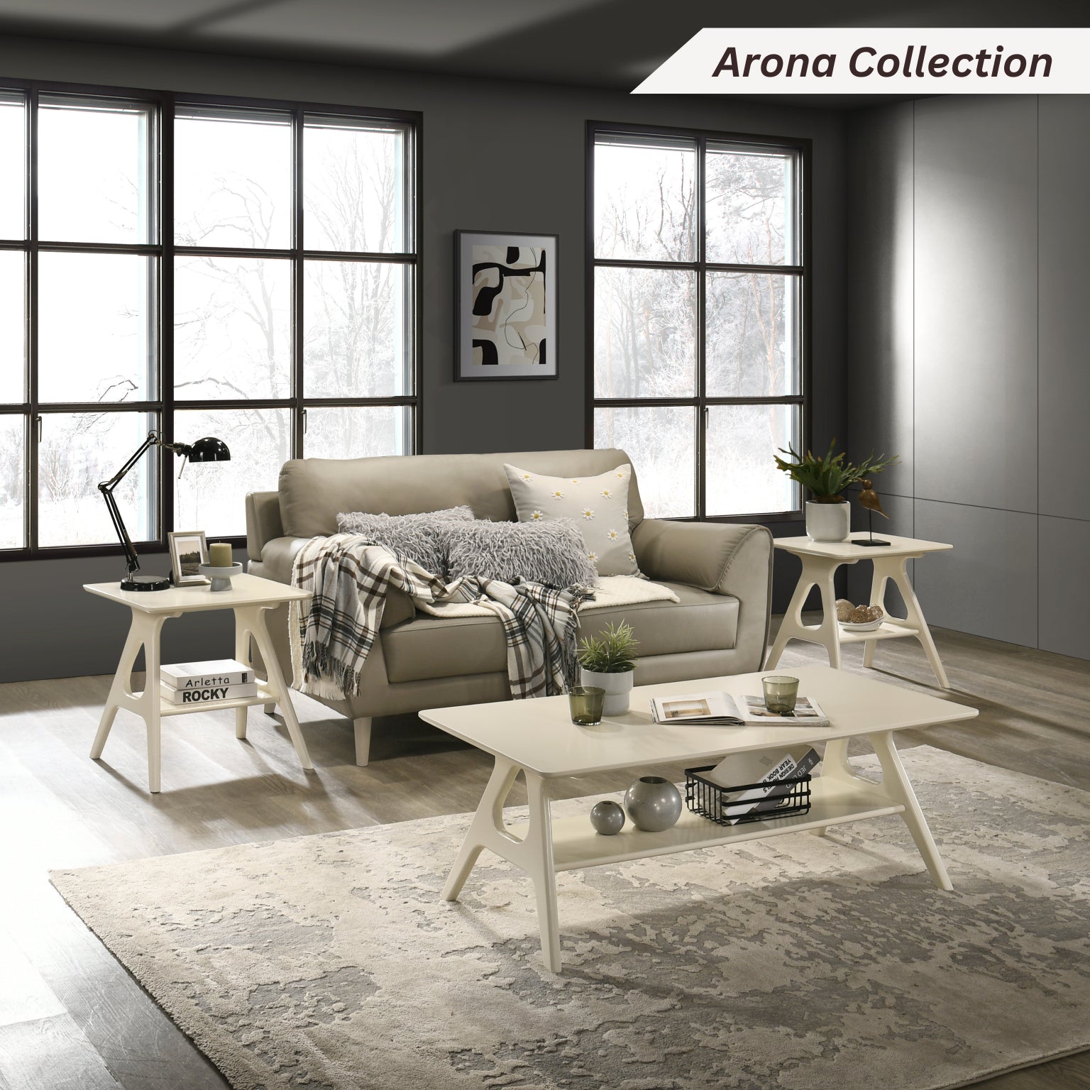 Roundhill Furniture Arona Mid Century Modern Wood Shelf End Table - Stylish Living Room Side Table with Storage for Books & Decor | Perfect for Small Spaces, Apartments & Bedrooms