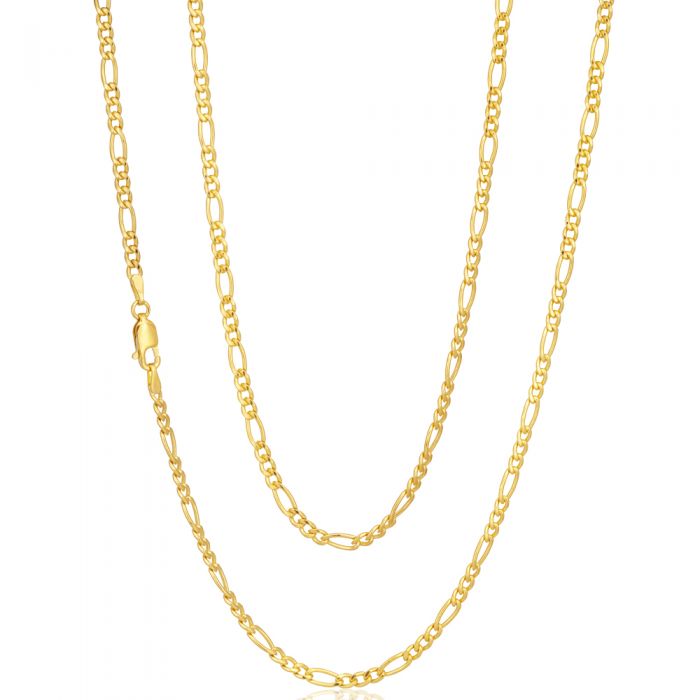 9ct Gold Filled Figaro Chain Necklace - 55cm Length & 80 Gauge - Durable & Hypoallergenic Jewelry for Women & Men - Perfect for Everyday Wear, Gifts & Special Occasions