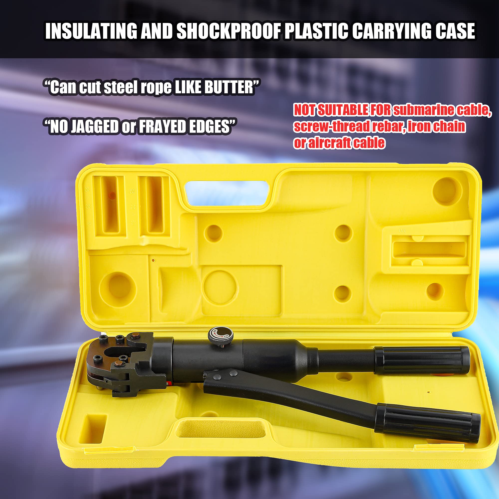 NEWTRY Hydraulic Cable Cutter 60KN - Heavy Duty Rebar & Wire Rope Cutter for φ25/32