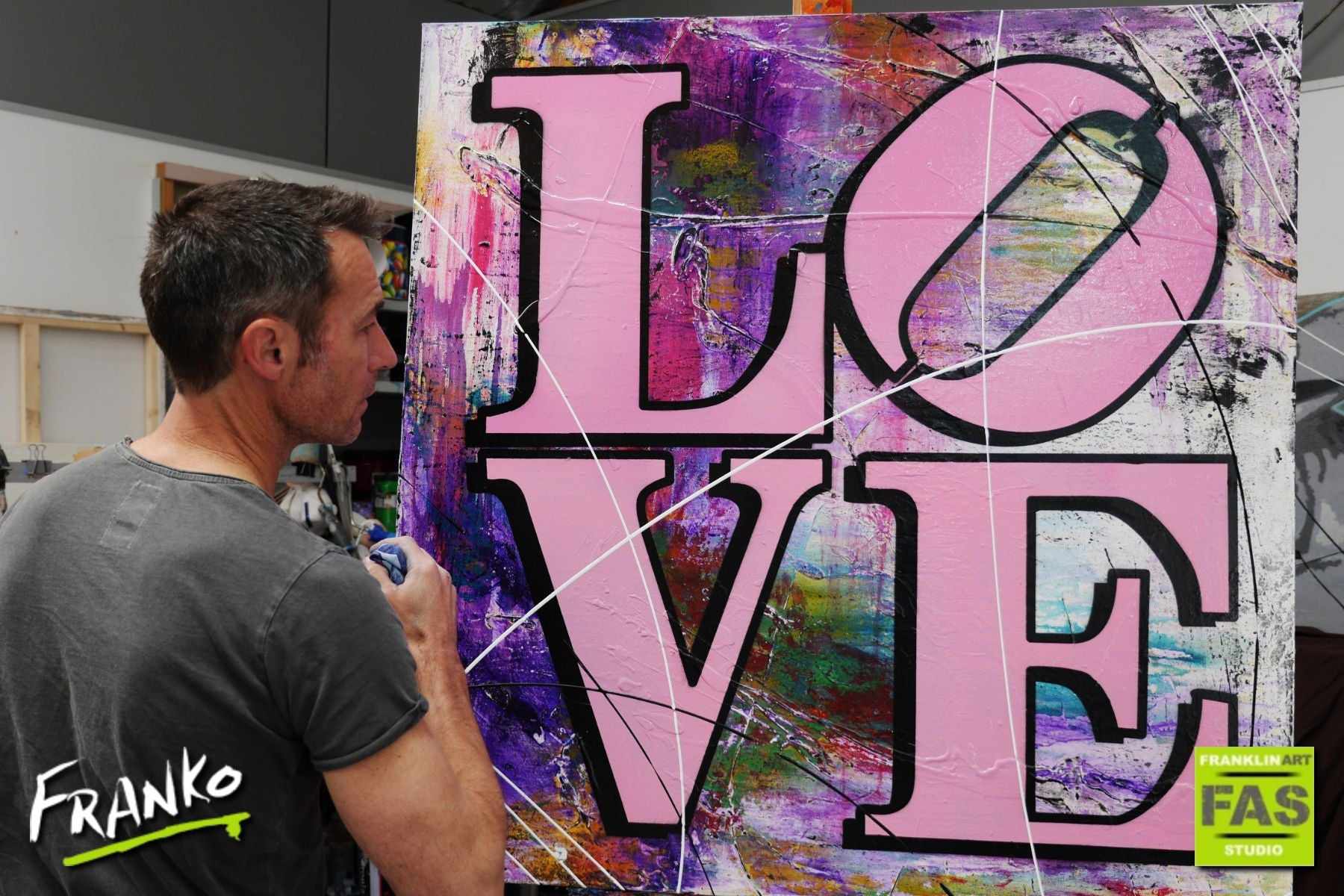 100cm x 100cm LOVE Robert Indiana Pop Art Canvas Painting - Modern Home Decor for Living Room, Bedroom & Office Wall Art