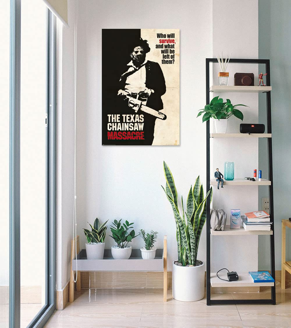 The Texas Chainsaw Massacre Movie Poster - Leatherface Horror Film Art Print (24x36 Inches) - Perfect for Halloween Decor, Horror Movie Collection & Man Cave Wall Art