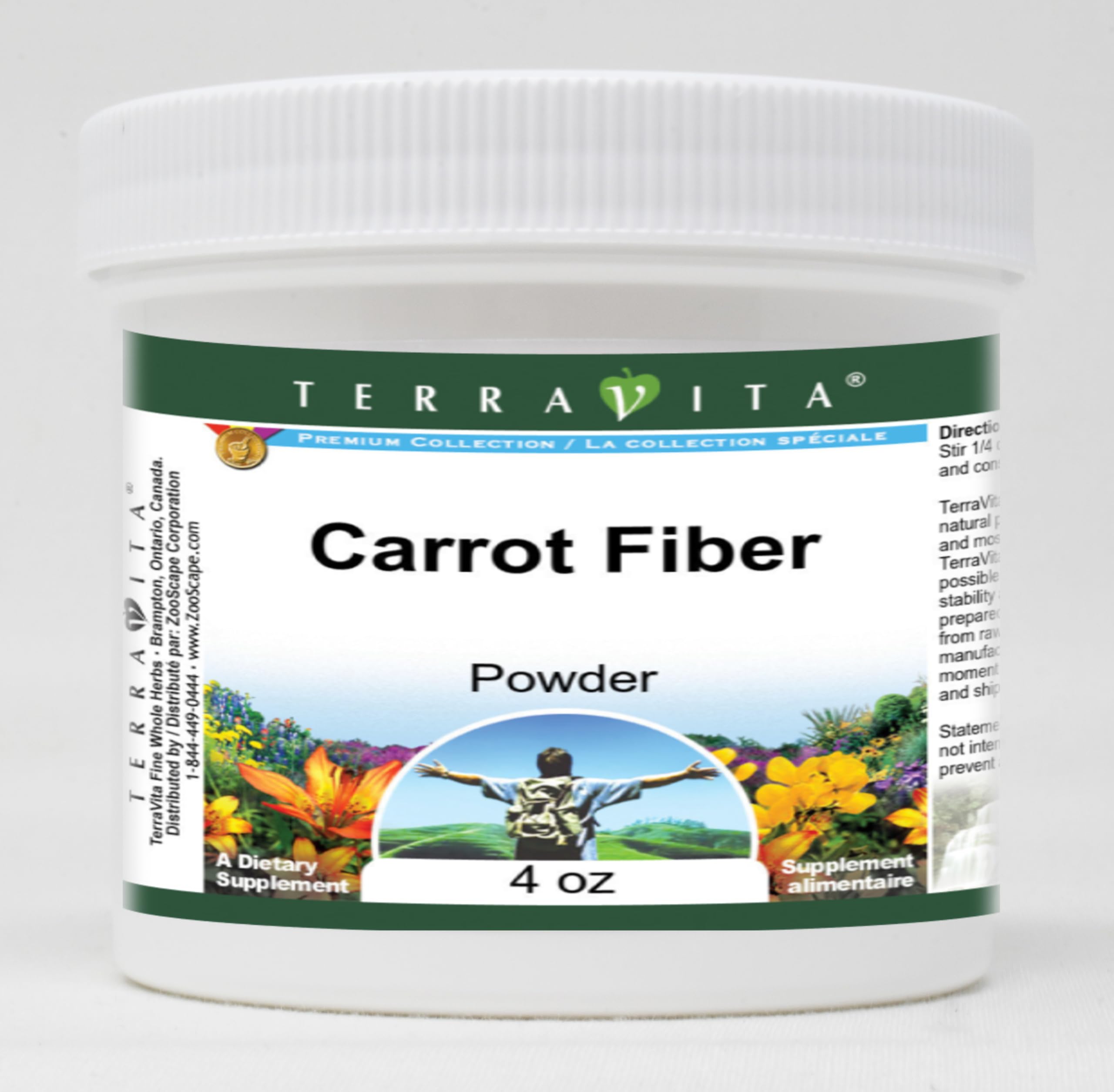 Organic Carrot Fiber Powder 4 oz (2 Pack) - Natural Digestive Health Supplement for Smoothies, Baking & Weight Management - Non-GMO, Gluten-Free