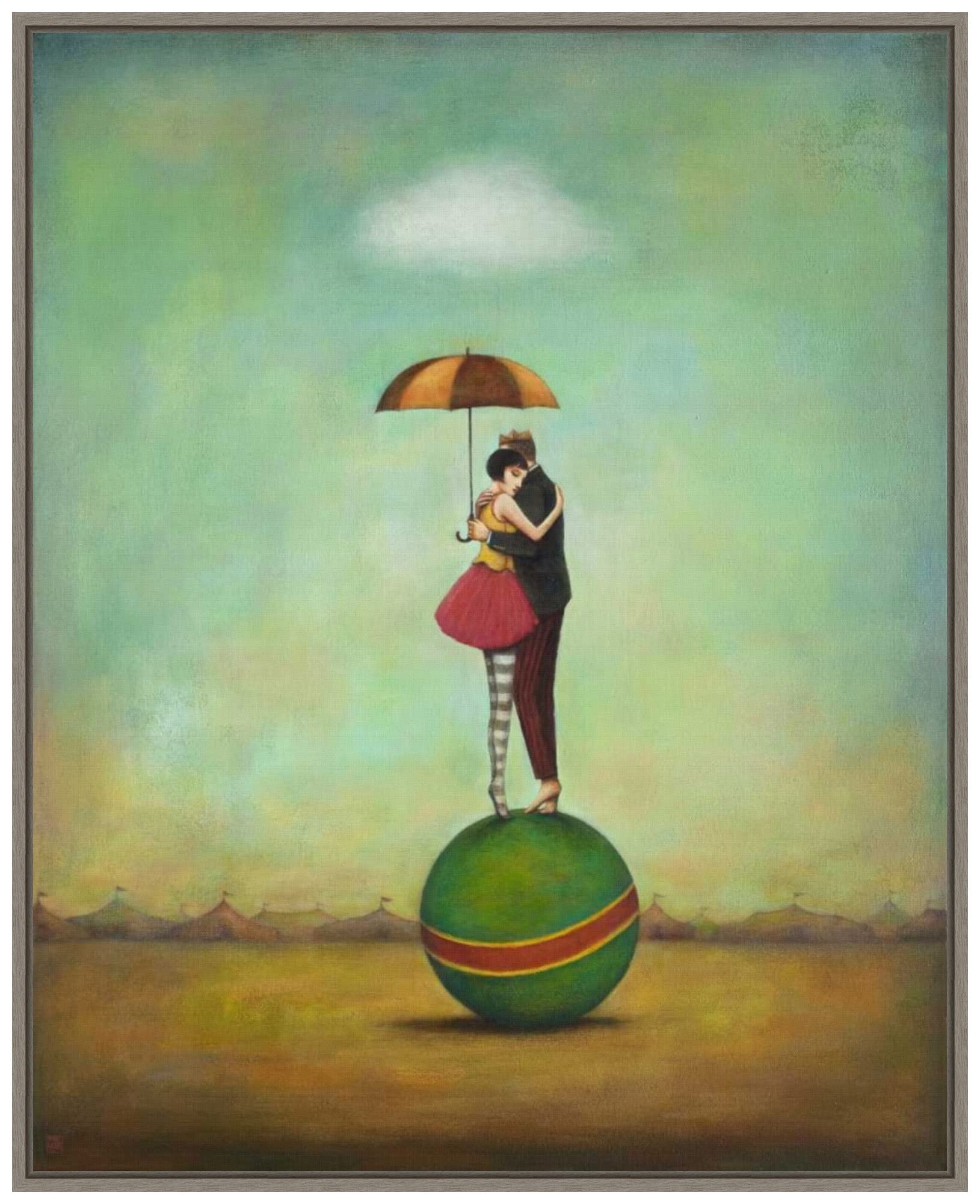 Amanti Art Framed Canvas Wall Art Print - Circus Romance by Duy Huynh, 23x28 Inches, Sylvie Greywash Frame - Home Decor for Living Room, Bedroom & Office