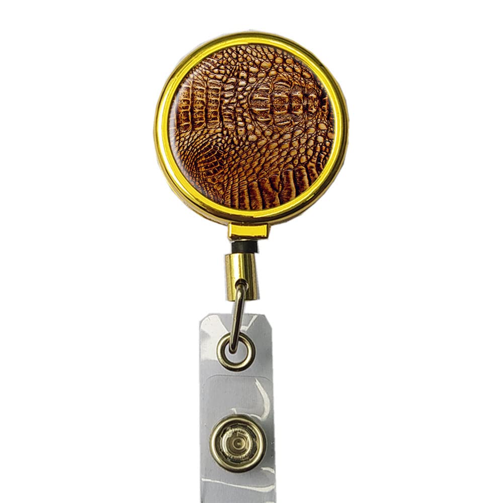 Personalized Gold ID Badge Holder with Lanyard & Clip for Office Security