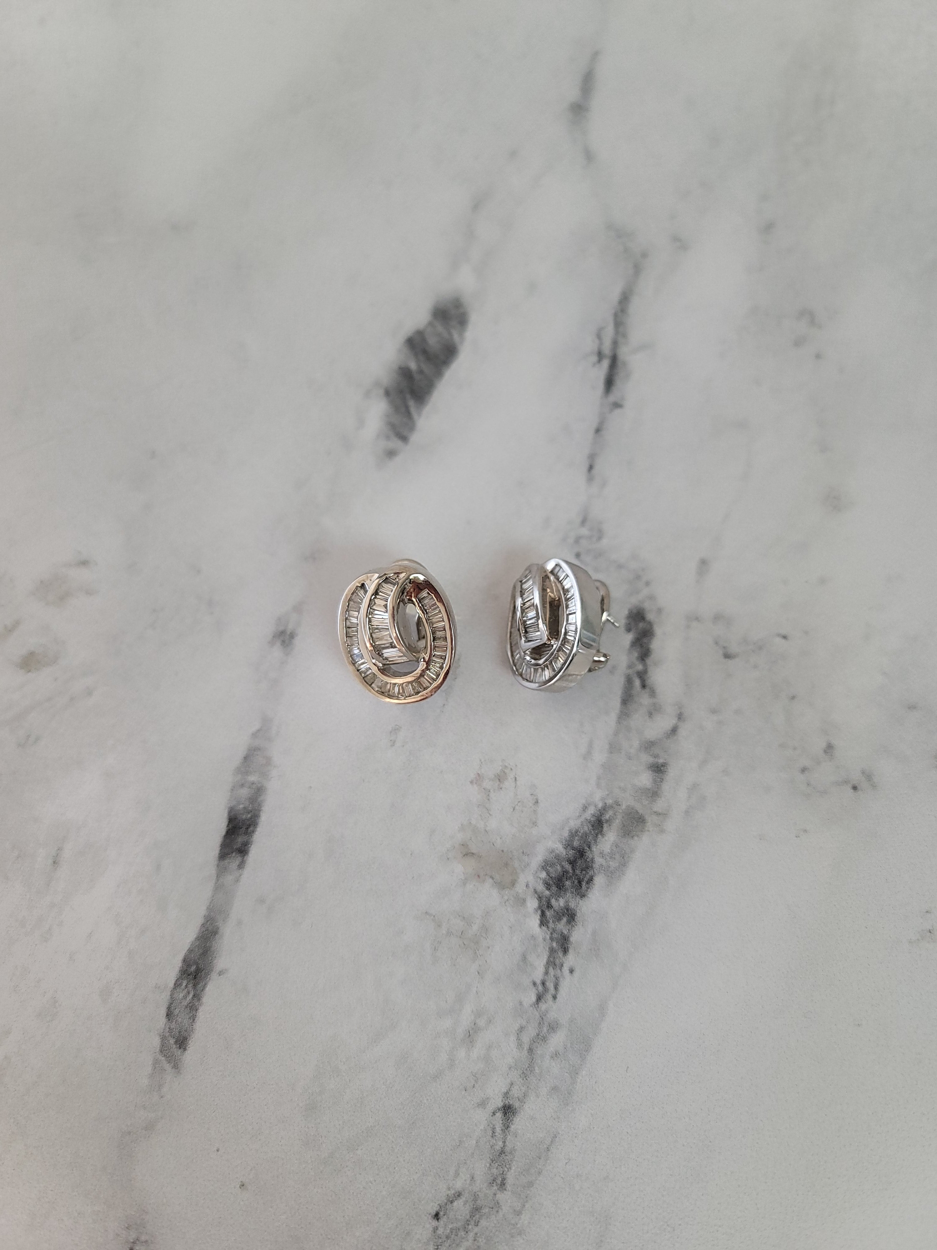 1.20cttw 14K White Gold Baguette Circular Diamond Earrings for Women - Elegant Wedding, Party & Everyday Jewelry Gift