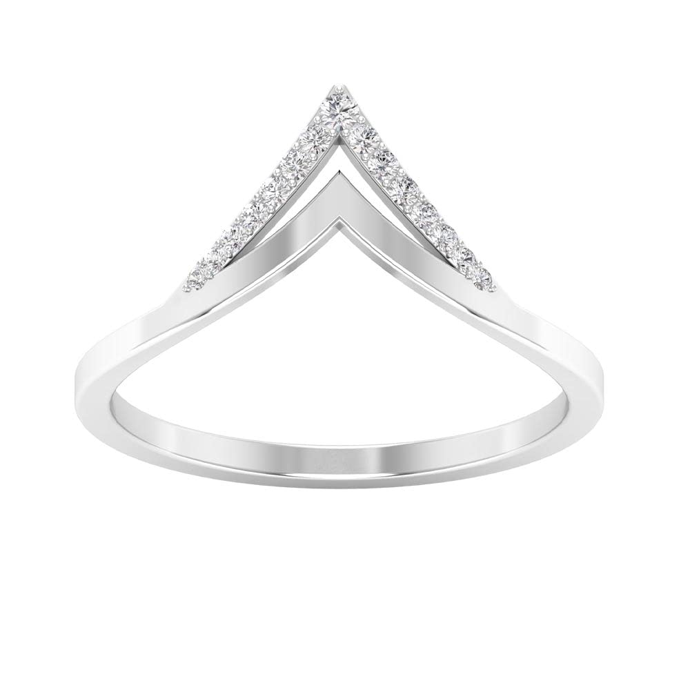 14K White Gold Diamond Chevron Ring Enhancer for Engagement Rings - Elegant Wedding Band Guard & Bridal Jewelry Accessory (Perfect for Proposals, Anniversaries & Special Occasions)