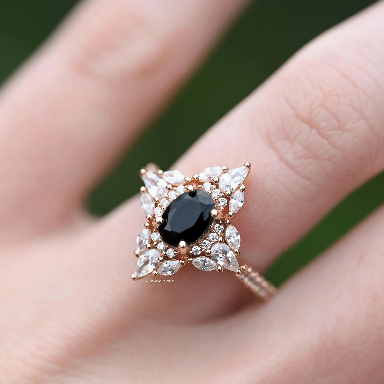 Stella Black Onyx Ring 14K Rose Gold Vermeil - Elegant Stackable Ring for Women, Perfect for Everyday Wear, Gift Giving & Special Occasions