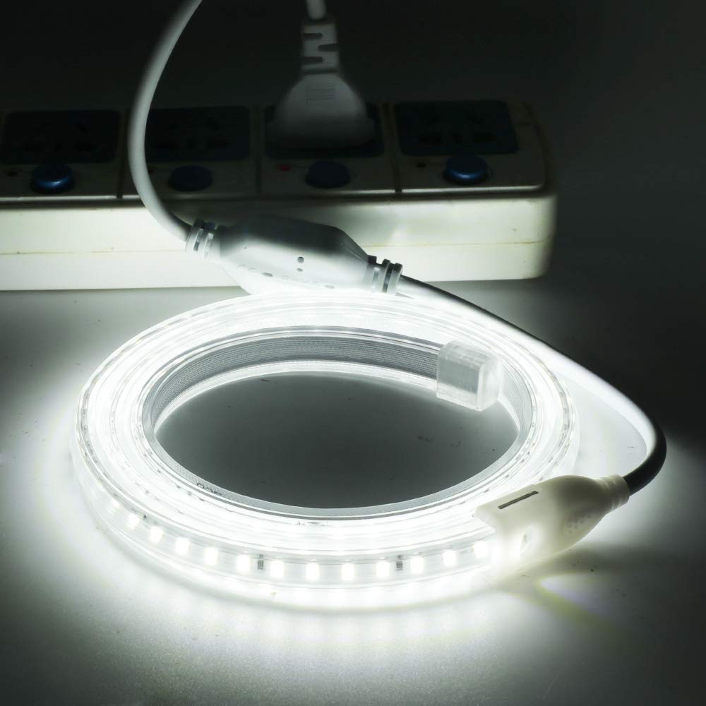 XUNATA 69ft LED Strip Lights, Super Bright 20-22 LM/LED, 6500K Daylight White, Waterproof Tape Light for Indoor & Outdoor Use - Perfect for Home Decoration, Bedroom, Kitchen, and Party Lighting (AC110V, 2835 120 LEDs/m)