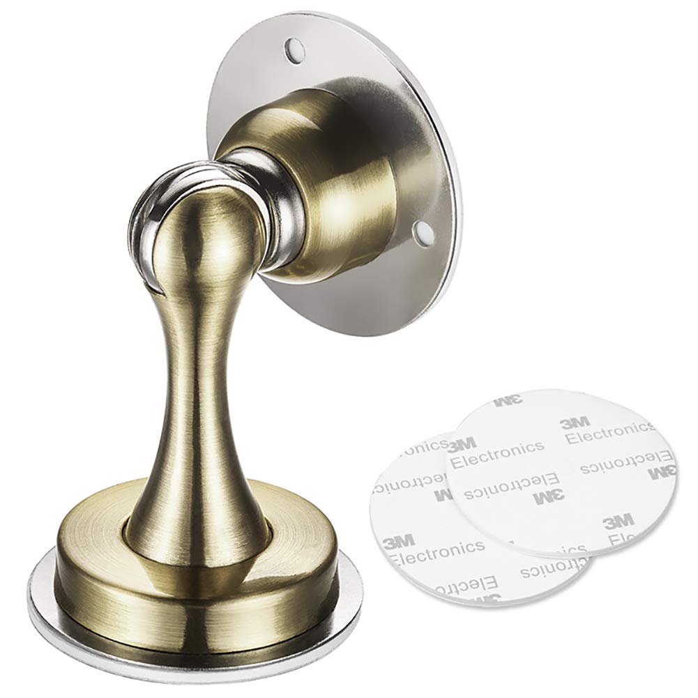 ZBling Magnetic Door Stopper - No Drill Stainless Steel Door Catch with Double-Sided Adhesive Tape - Wall Protector for Home, Office & Hotel Use