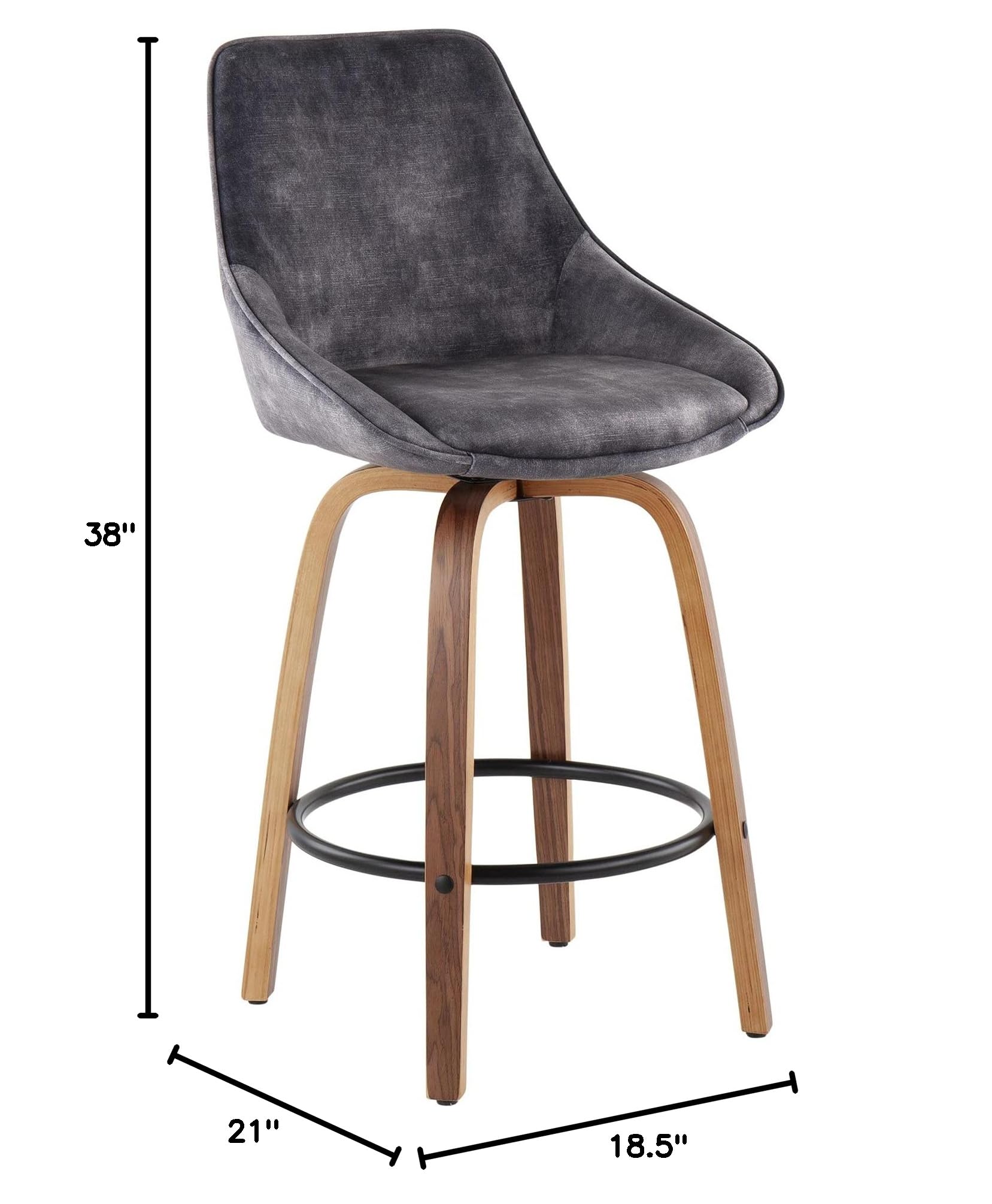 Black Metal Counter Stools Set of 2 - LumiSource Diana Bar Height Kitchen Stools for Counter & Island - Modern Dining & Breakfast Nook Seating