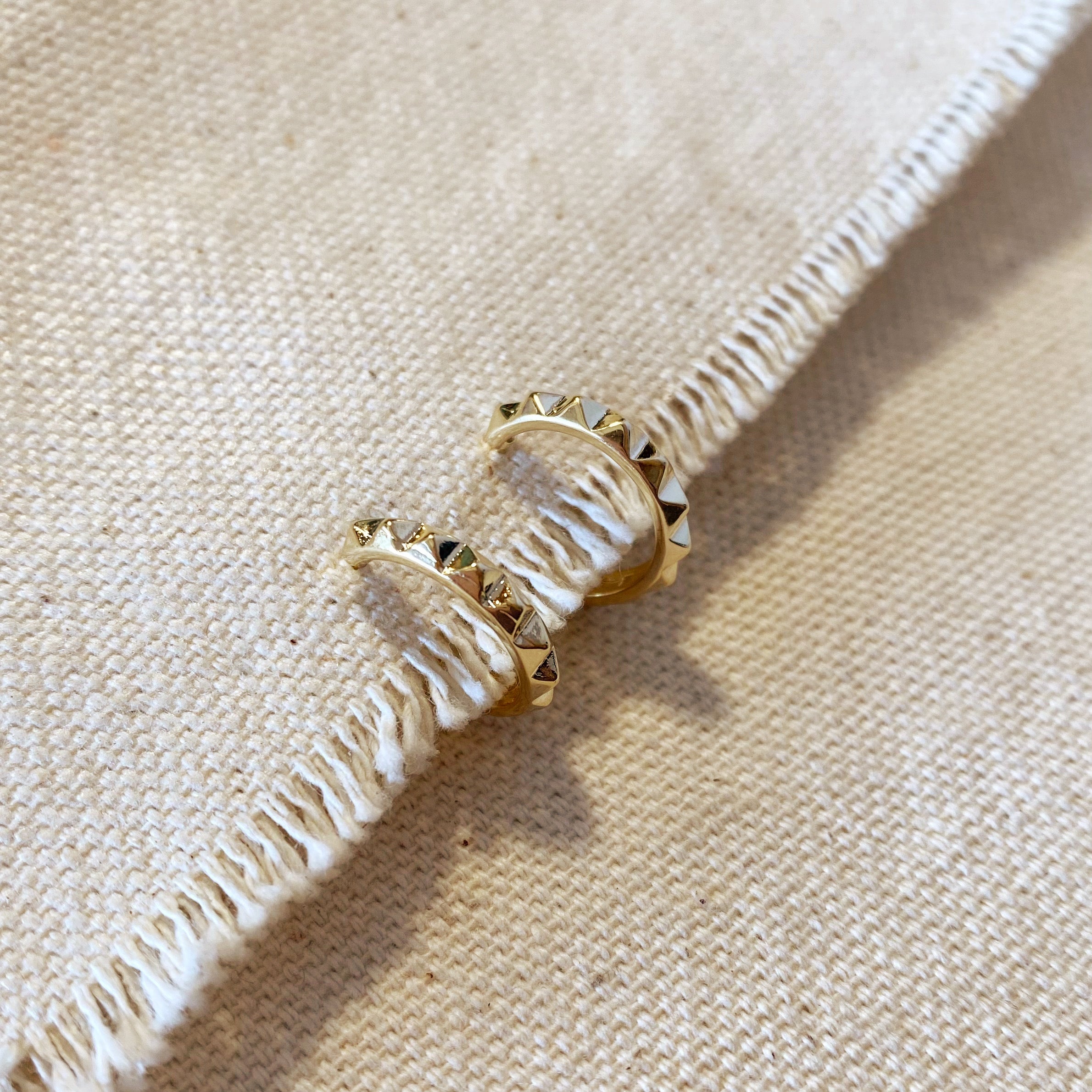 18K Gold Filled Spiked C Hoop Earrings for Women - Trendy Punk Gothic Jewelry - Perfect for Parties, Concerts & Everyday Wear