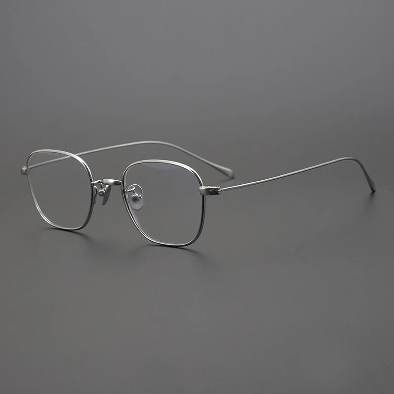 Stylish Unisex Black Titanium Square Polygon Eyeglasses Frame - Lightweight & Durable for Work, Reading & Fashion