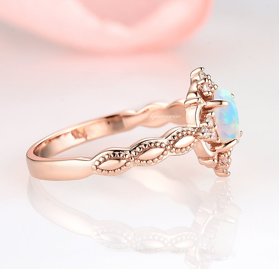 Claire Australian Opal Ring - 14K Rose Gold Vermeil Women's Jewelry | Elegant Birthstone Gift for Mother's Day, Anniversary & Special Occasions