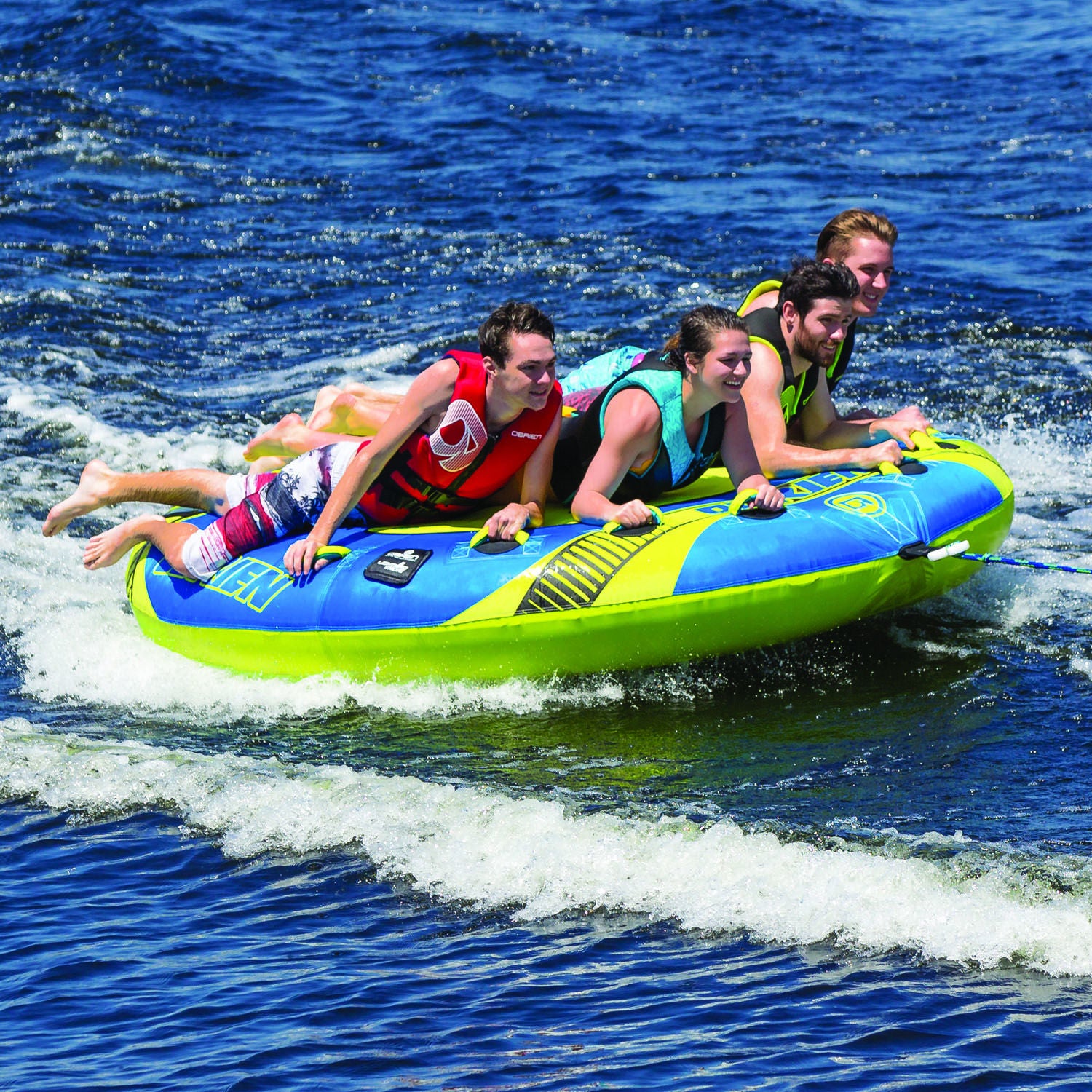 O'Brien X Scream 4 Rider Towable Tube - High-Speed Inflatable Water Tube for Lakes & Rivers - Perfect for Family Fun & Summer Adventures