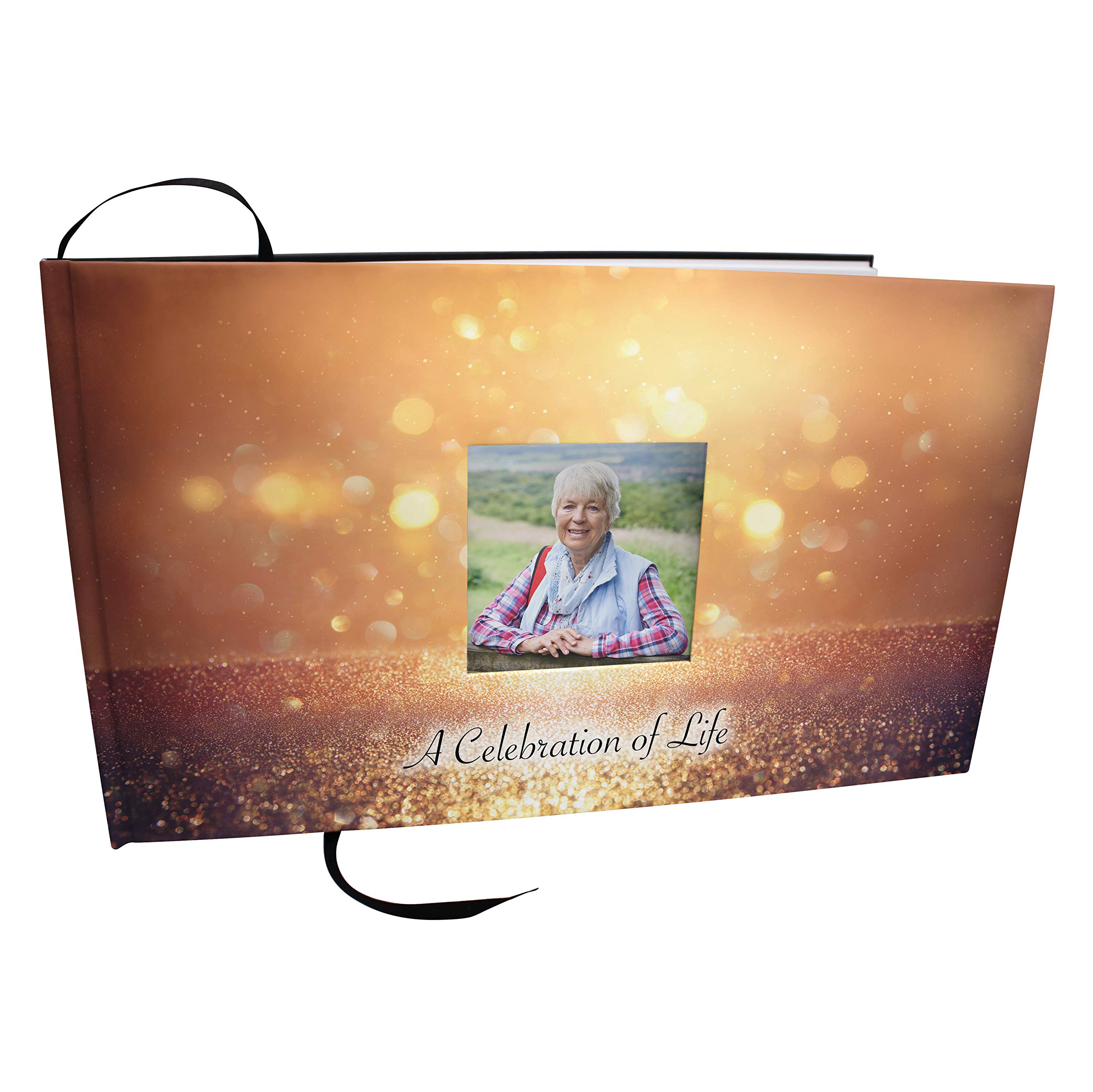 Guardian Angel Gold Memorial Guest Book - Funeral Guest Book for Memorial Service, Celebration of Life Sign in Book - Perfect for Funeral Services, Memorial Gatherings & Life Celebrations