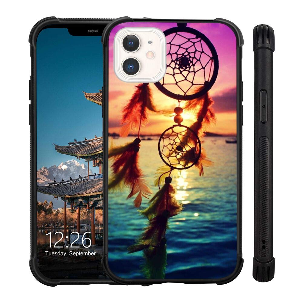 Premium iPhone 11 Case - Shockproof Black Bumper Tire Frame Cover with Dream Catcher Design | Slim Protective Phone Case for iPhone 11 (2019) | Perfect for Outdoor Activities, Travel & Daily Protection