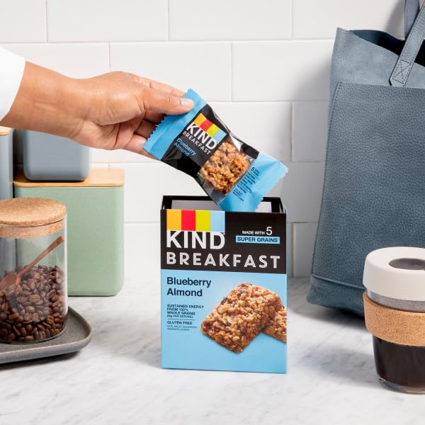 KIND Blueberry Almond Breakfast & Snack Bars - Gluten Free, 100% Whole Grains, 1.76oz Bars (6-Pack) | Healthy On-The-Go Snacks for Work, School & Travel